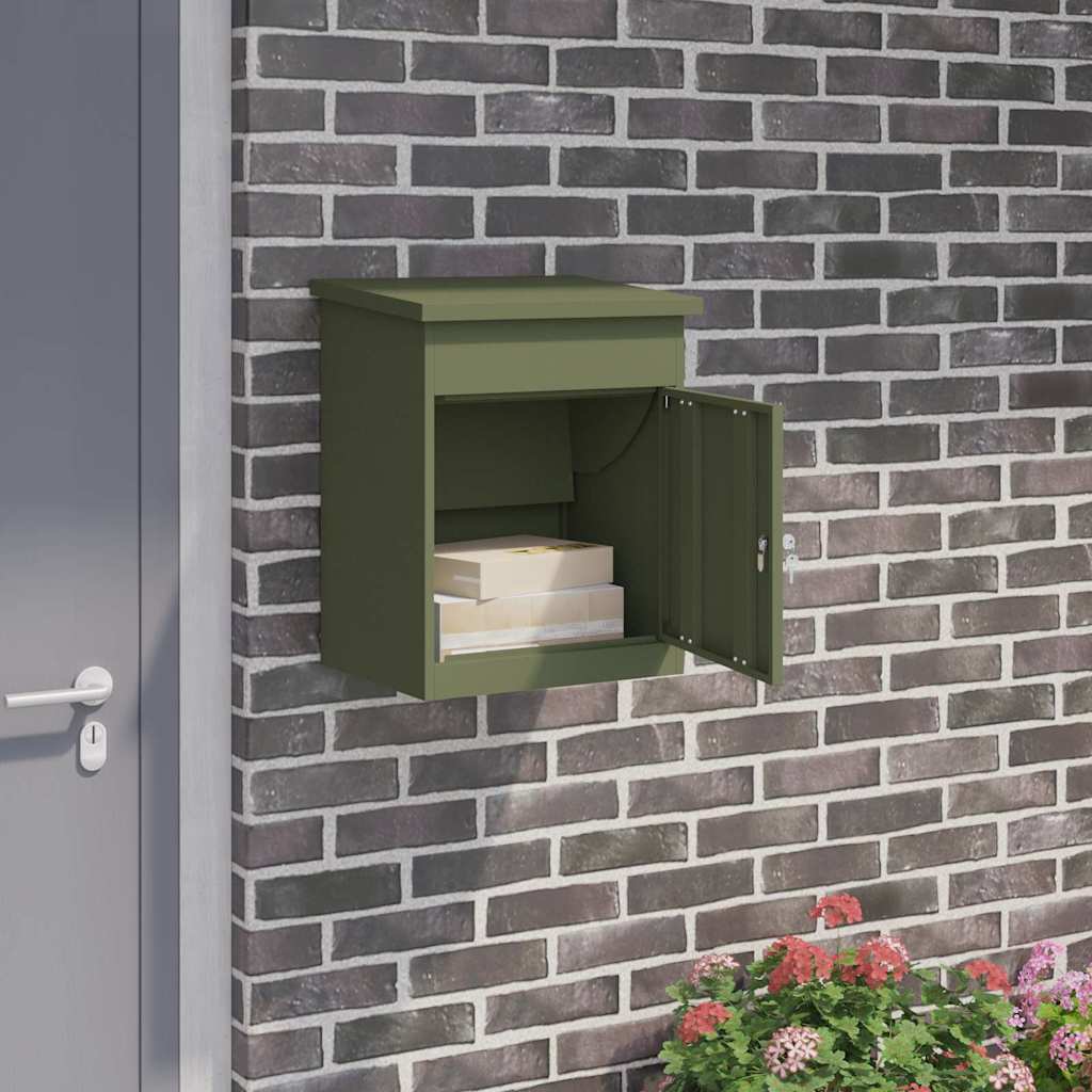 Vidaxl pakket inwerp box met opslag olijfgroen 47,5 x 38 x 59 cm staal