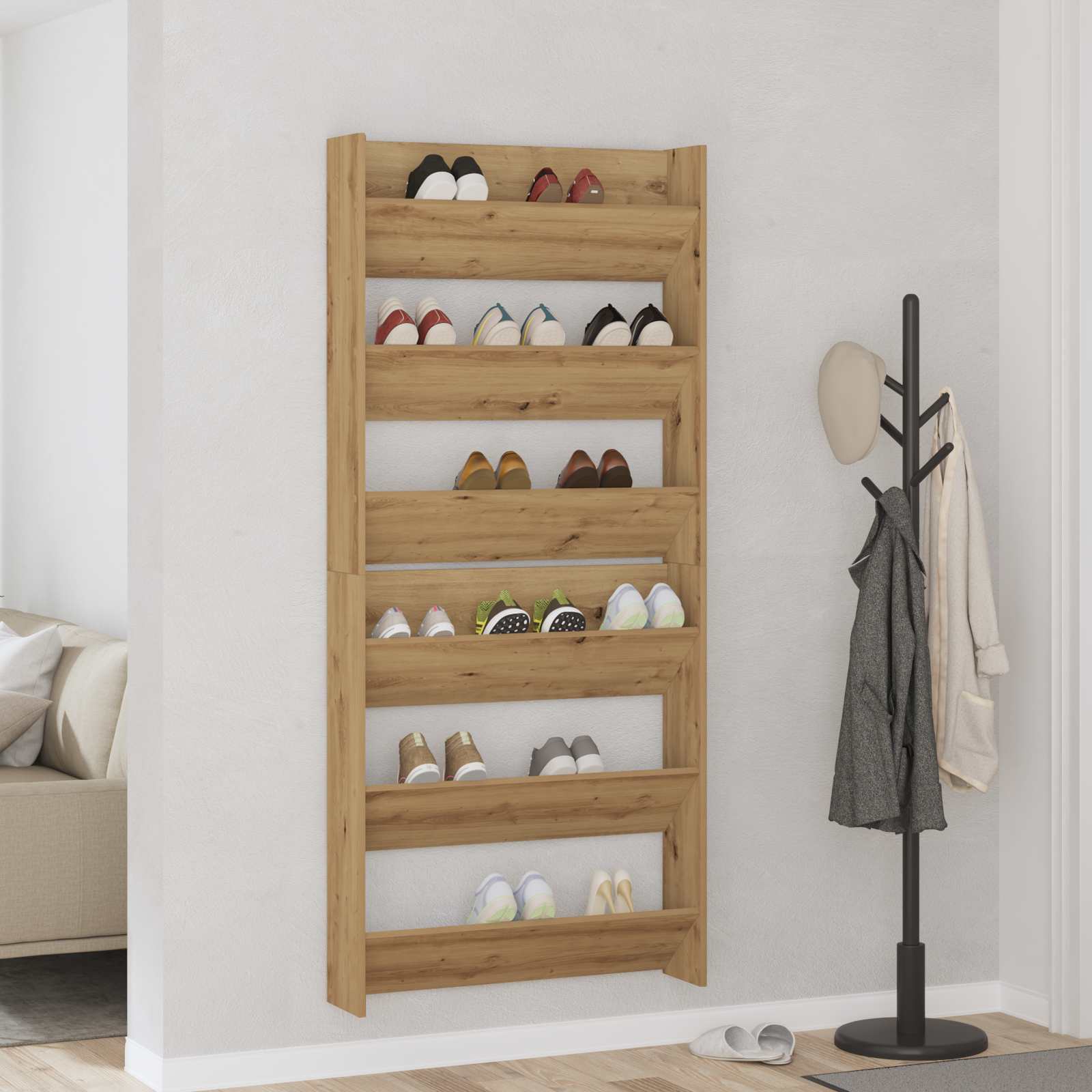 Vidaxl schoenenkast 2 st 85 x 18 x 90 cm bewerkt hout artisanaal eiken