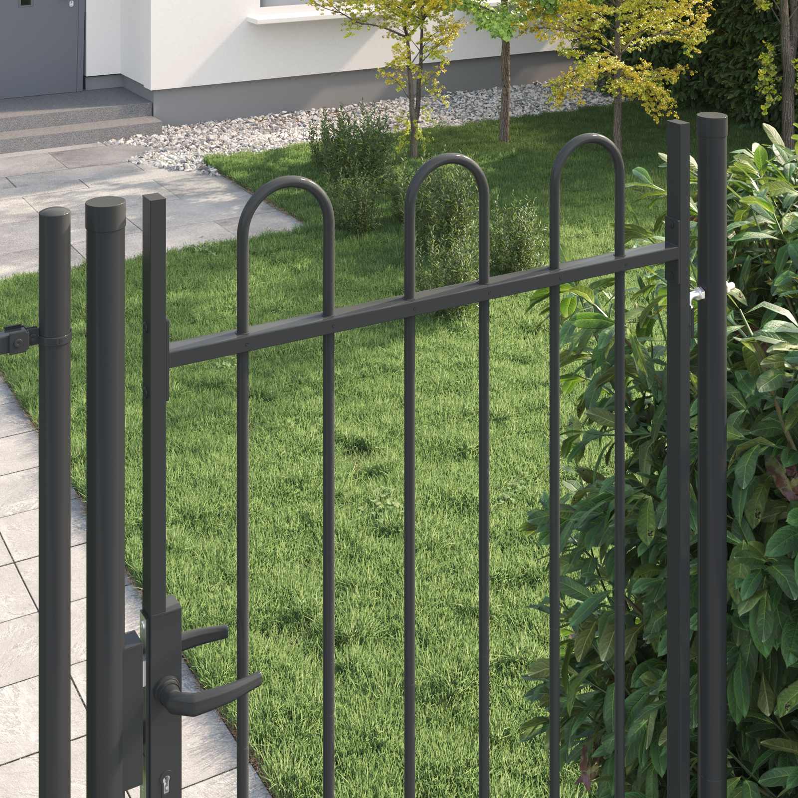 Vidaxl hekpoort boxtel 103 x 250 cm gepoedercoat staal grijs