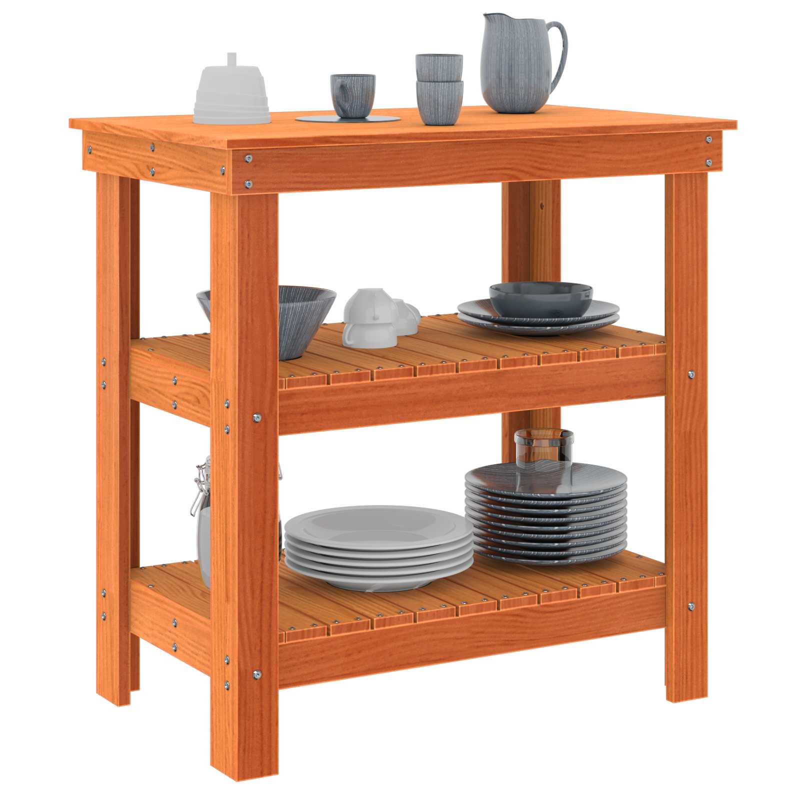 Vidaxl werkbank met plank 78,5 x 50 x 80 cm massief grenenhout