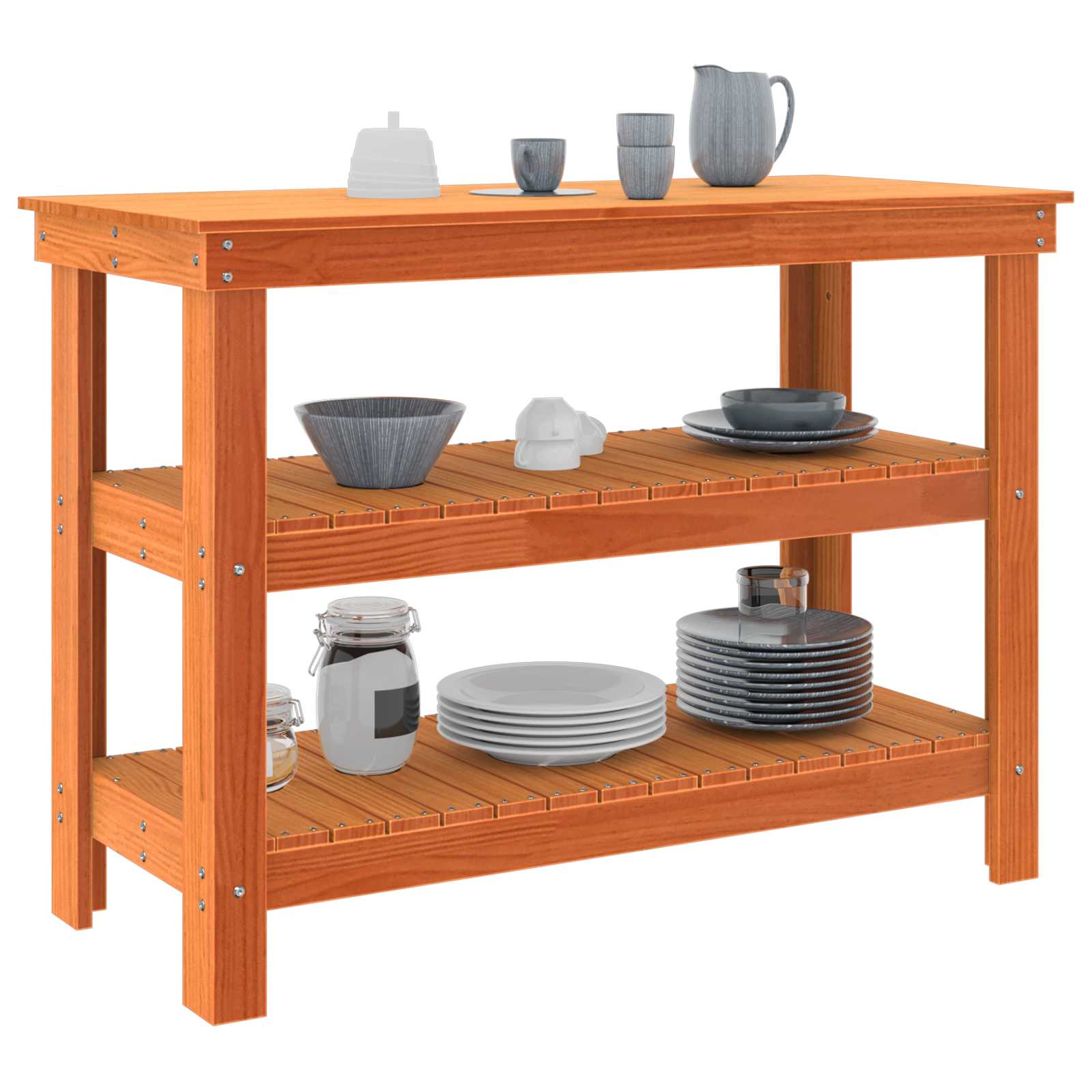 Vidaxl werkbank met plank 110,5 x 50 x 80 cm massief grenenhout