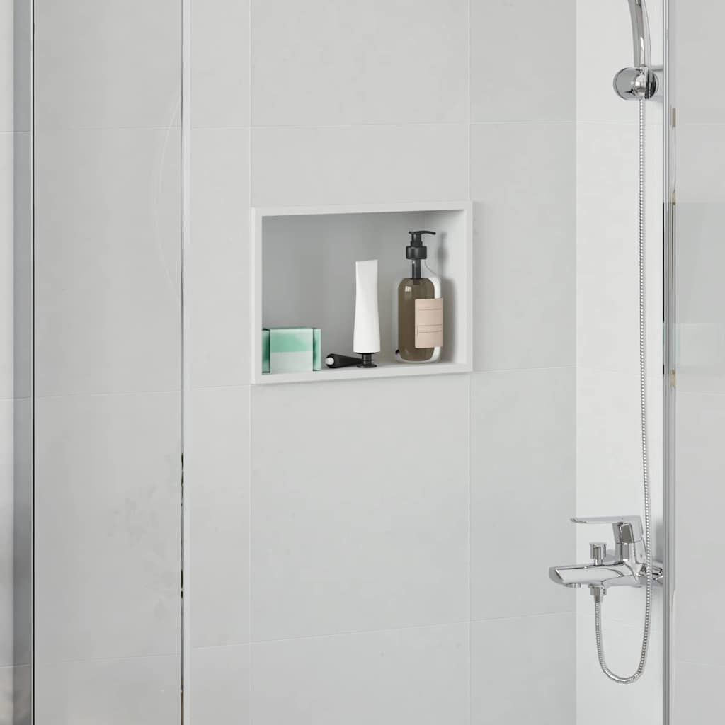 Vidaxl douche niche wit 30 x 20 x 9,5 cm roestvrij staal