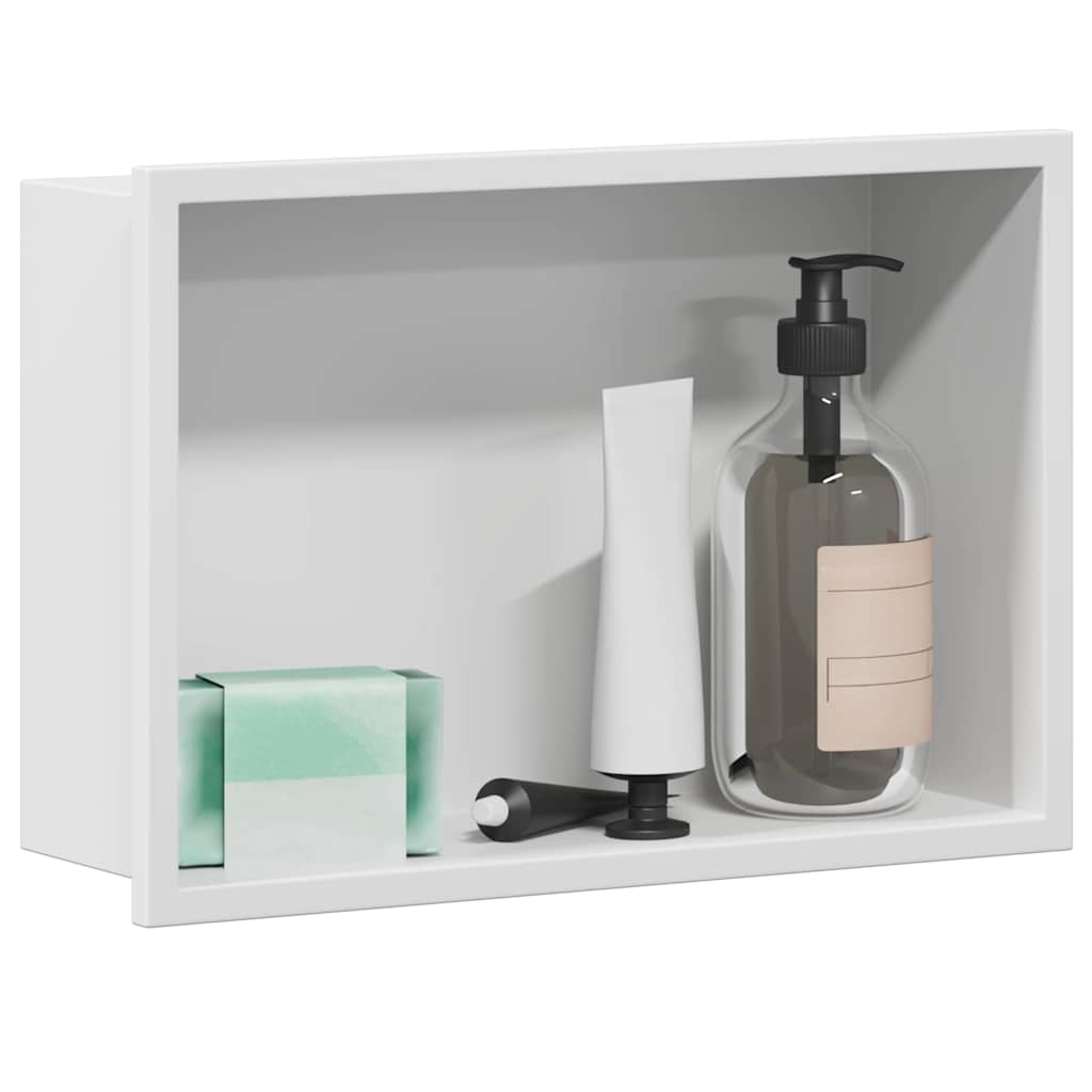 Vidaxl douche niche wit 30 x 20 x 9,5 cm roestvrij staal