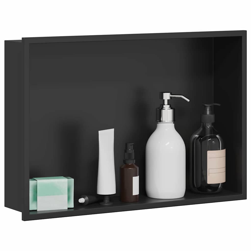 Vidaxl douche niche zwart 45 x 30 x 9,5 cm roestvrij staal