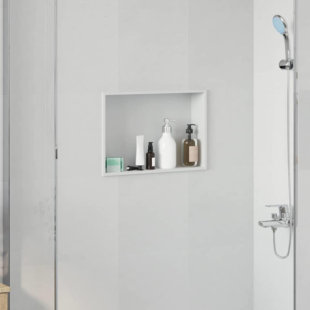 Vidaxl douche niche wit 45 x 30 x 9,5 cm roestvrij staal