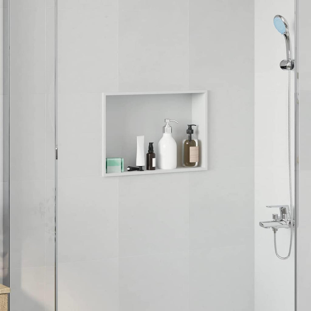 Vidaxl douche niche wit 45 x 30 x 9,5 cm roestvrij staal