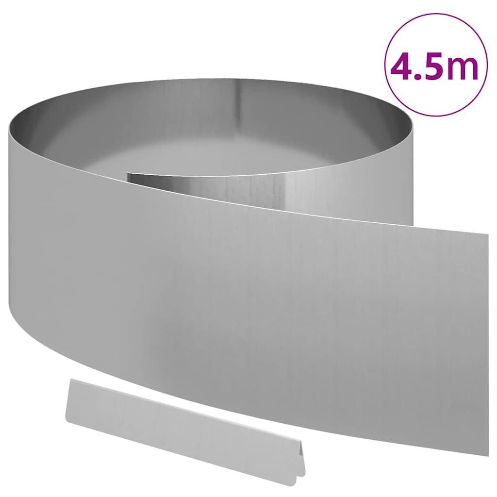 Vidaxl tuinrand zilver 450 x 0.05 x 15 cm gegalvaniseerd staal