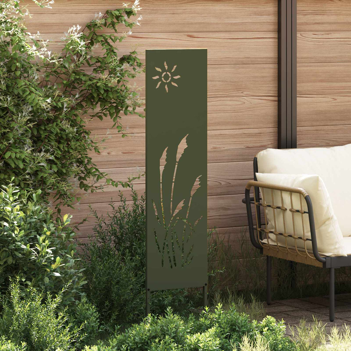 Vidaxl tuin privacy screen olijfgroen 32 x 140 cm koudgewalst staal