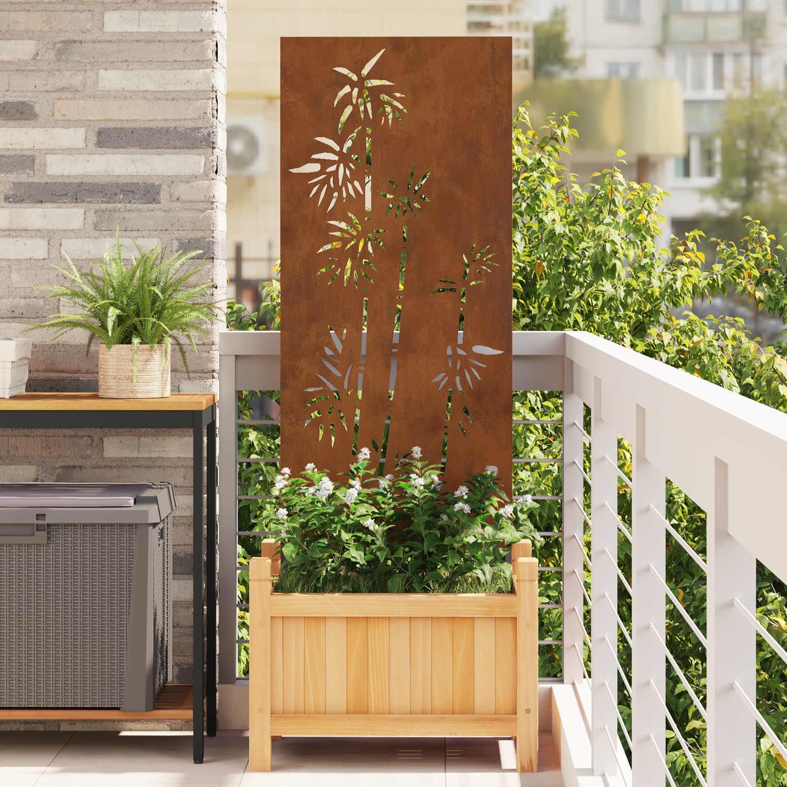 Vidaxl tuin privacy screen bloemen roestig 50 x 140 cm cortenstaal