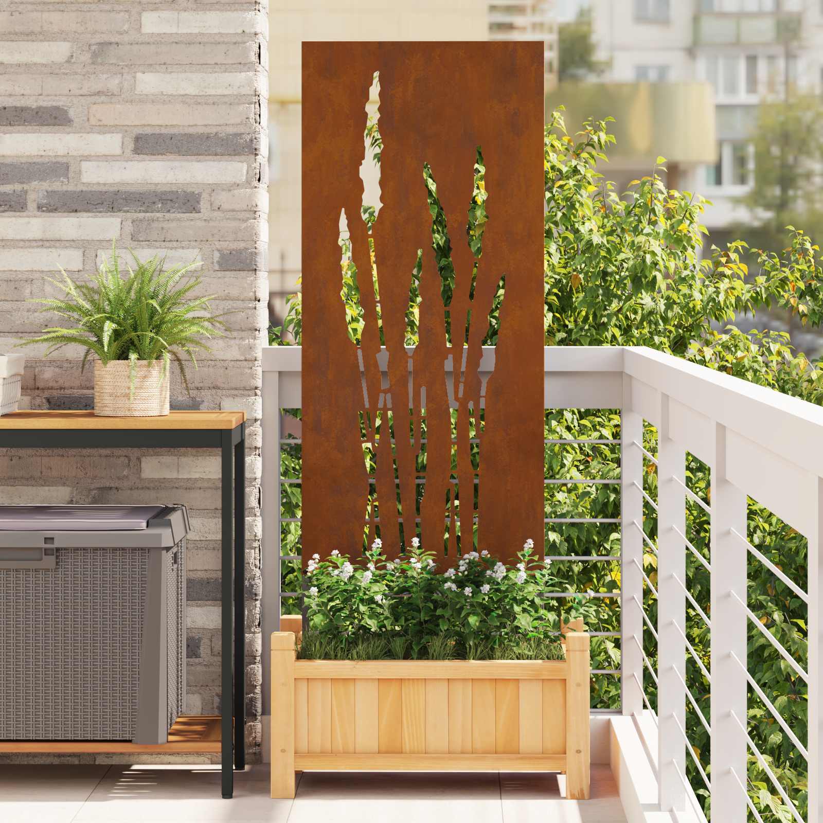 Vidaxl tuin privacy screen bloemen roestig 50 x 140 cm cortenstaal