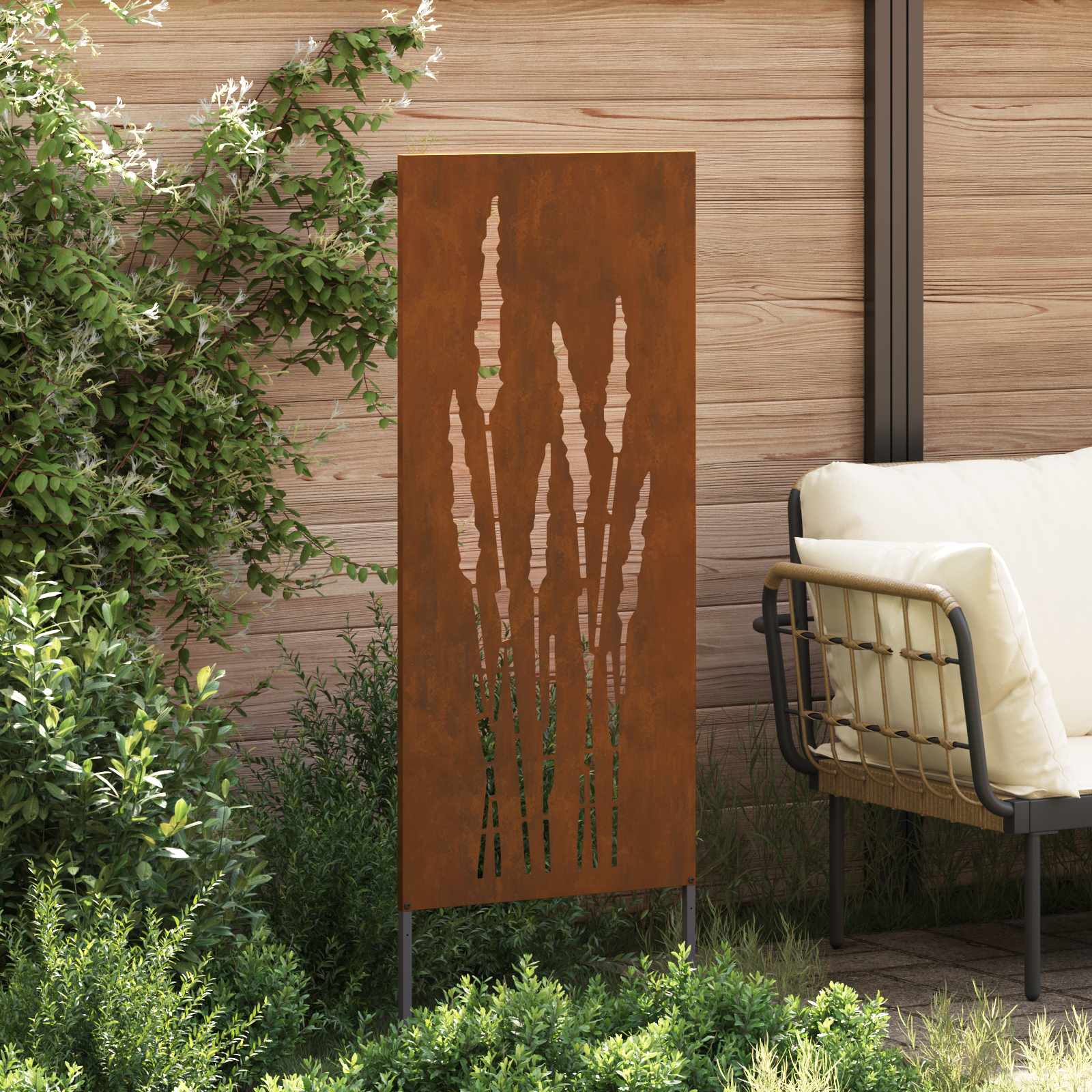Vidaxl tuin privacy screen bloemen roestig 50 x 140 cm cortenstaal