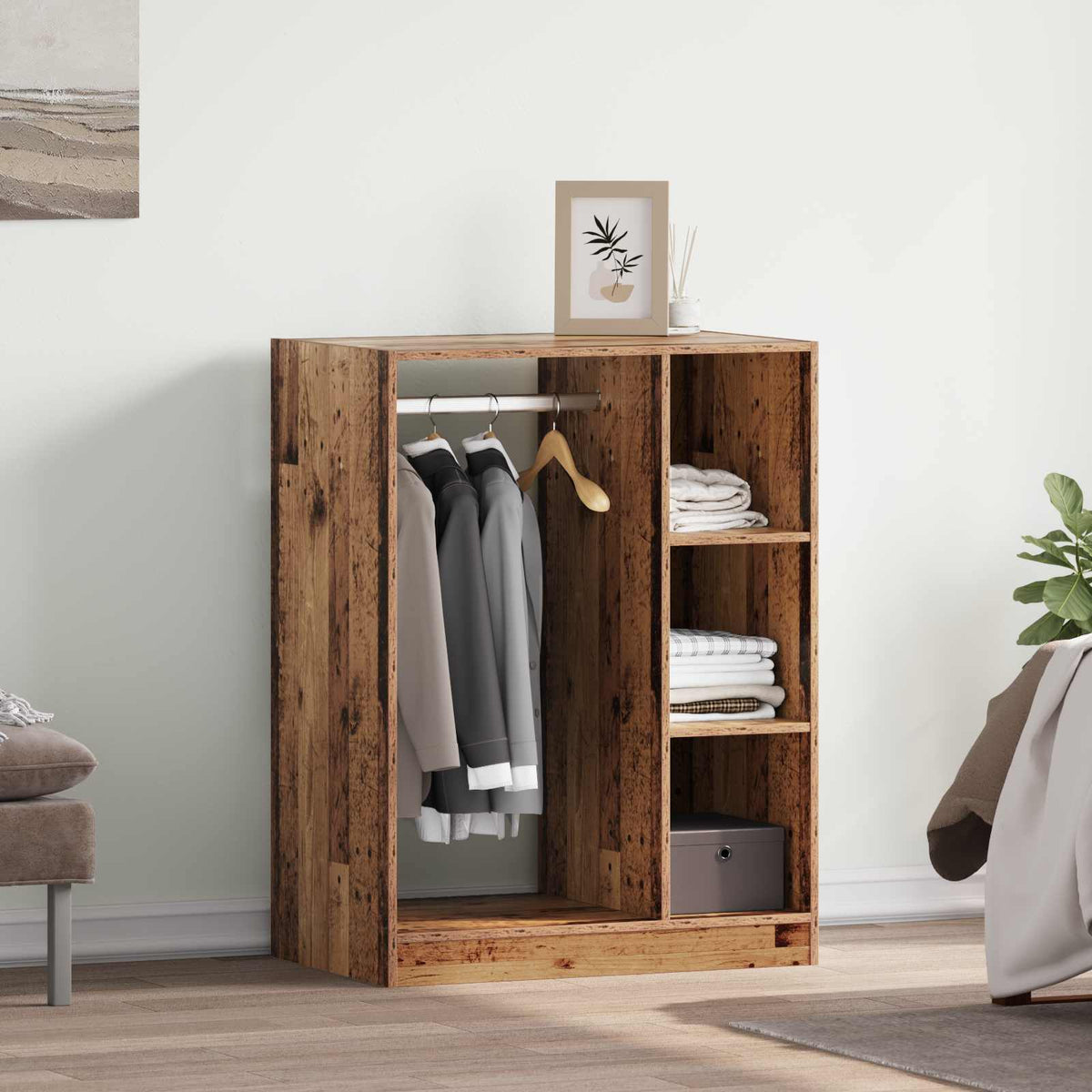 Vidaxl kledingkast oud hout 77 x 48 x 102 cm bewerkt hout
