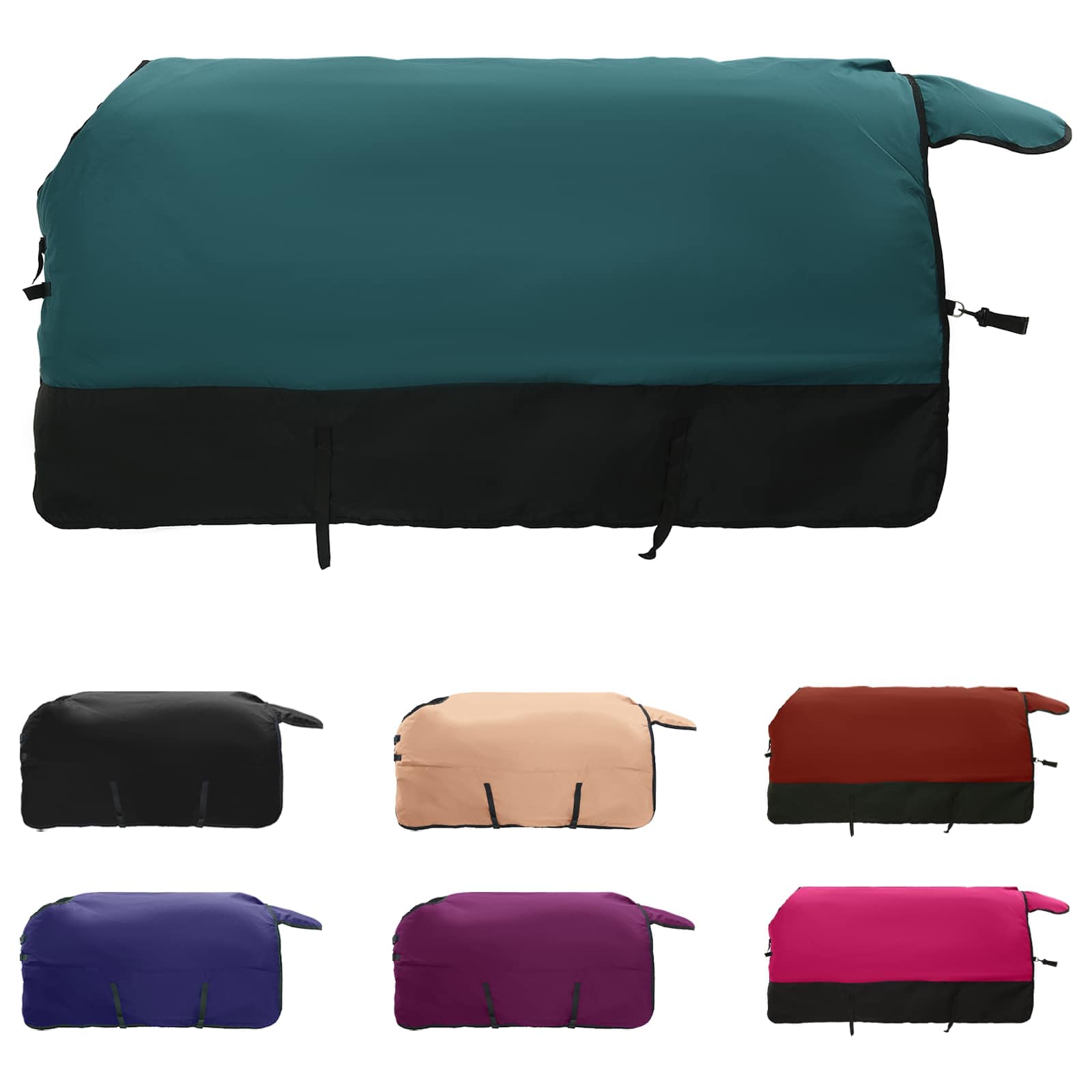 Vidaxl paardendeken donkergroen en zwart 145 cm polyester