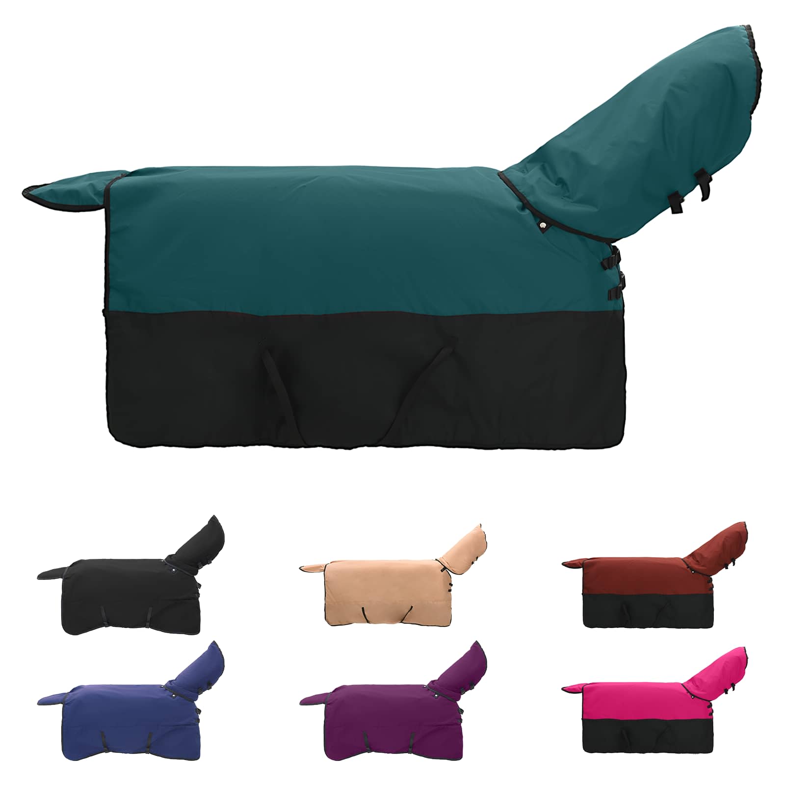 Vidaxl paardendeken donkergroen en zwart 145 cm polyester
