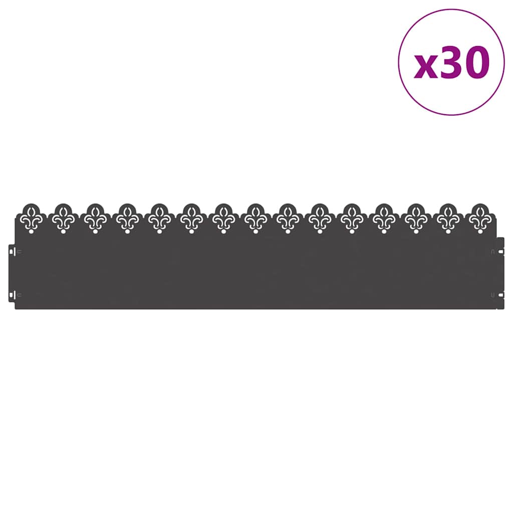 Vidaxl gazonranden 30 pcs zwart 103 x 0,05 x 22 cm staal