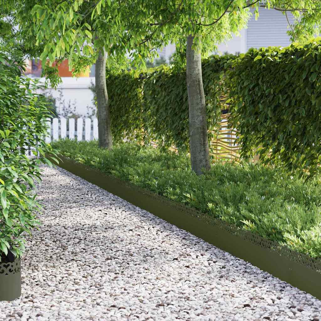 Vidaxl gazonranden 30 pcs olijf groen 103 x 0,05 x 22 cm staal