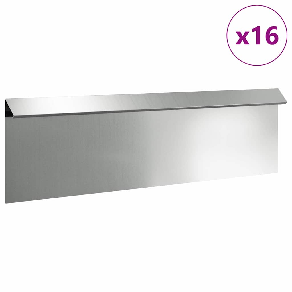 Vidaxl slakkenhekje 16 pcs zilver 100 x 3,5 x 25 cm