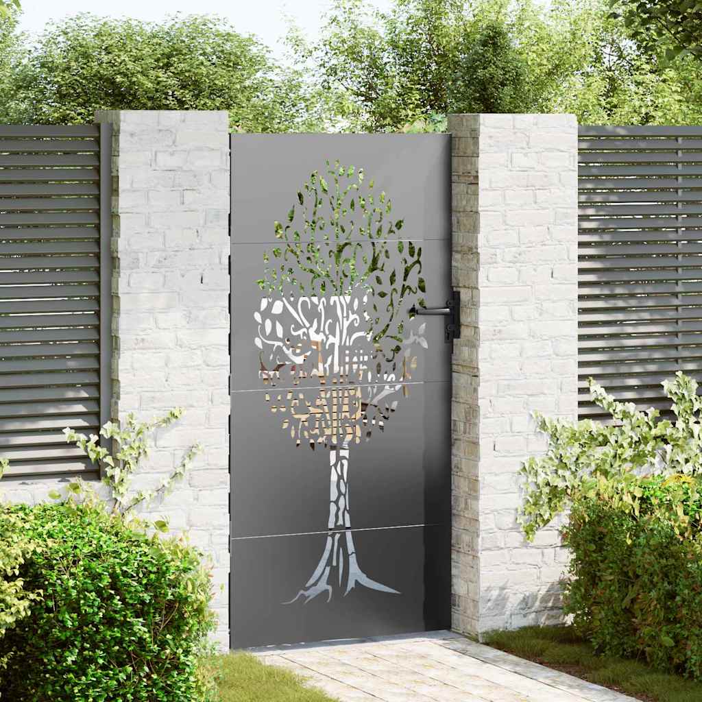 Vidaxl tuinpoort met slot zwart 85 x 175 cm poedergecoat staal