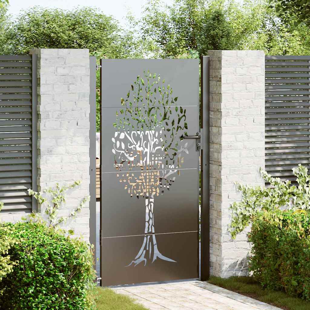 Vidaxl tuinpoort met slot zwart 110 x 180 cm poedergecoat staal