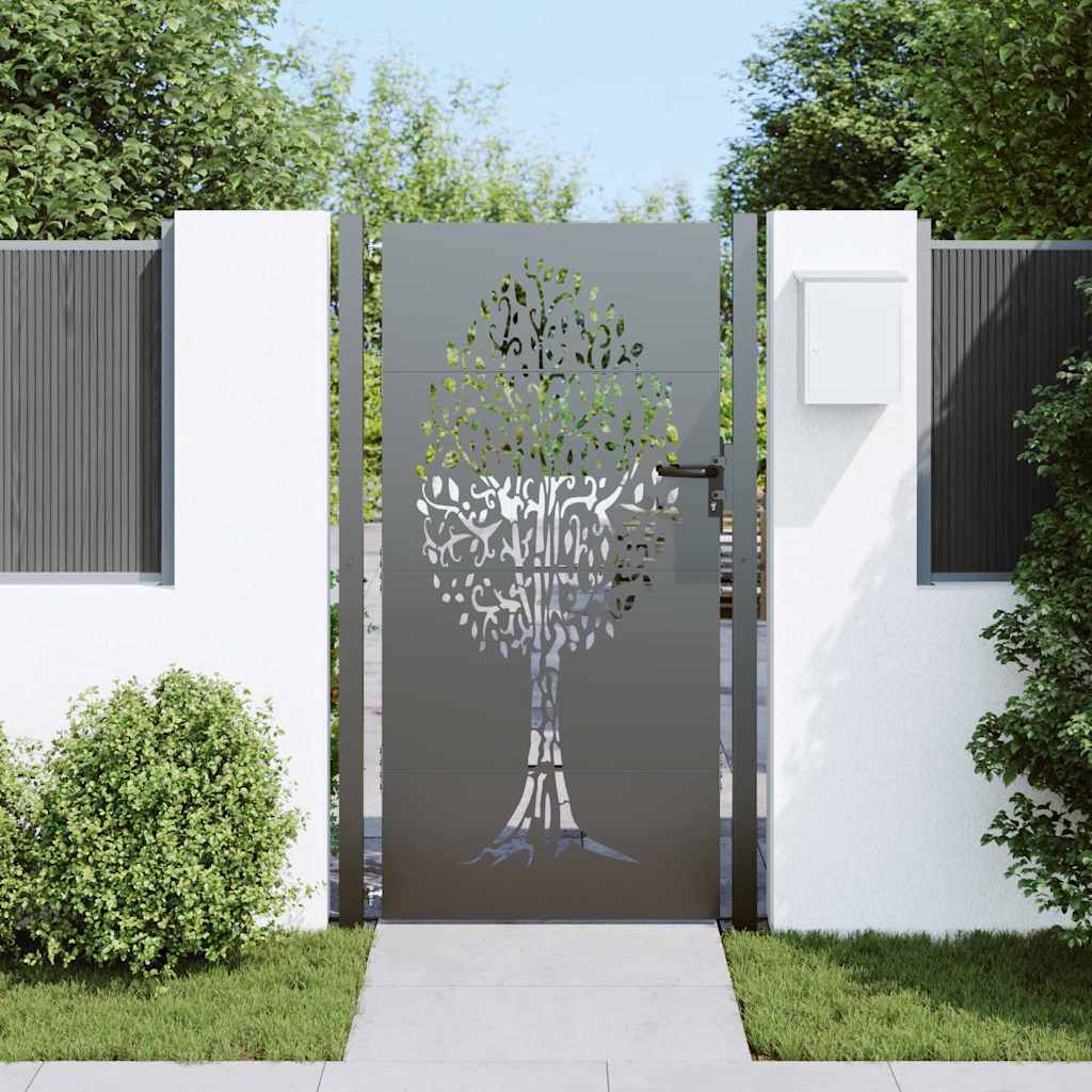 Vidaxl tuinpoort met slot zwart 110 x 180 cm poedergecoat staal