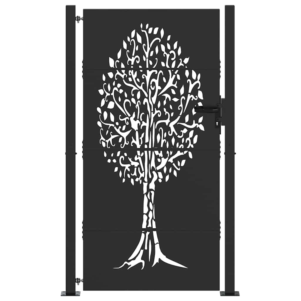 Vidaxl tuinpoort met slot zwart 110 x 180 cm poedergecoat staal