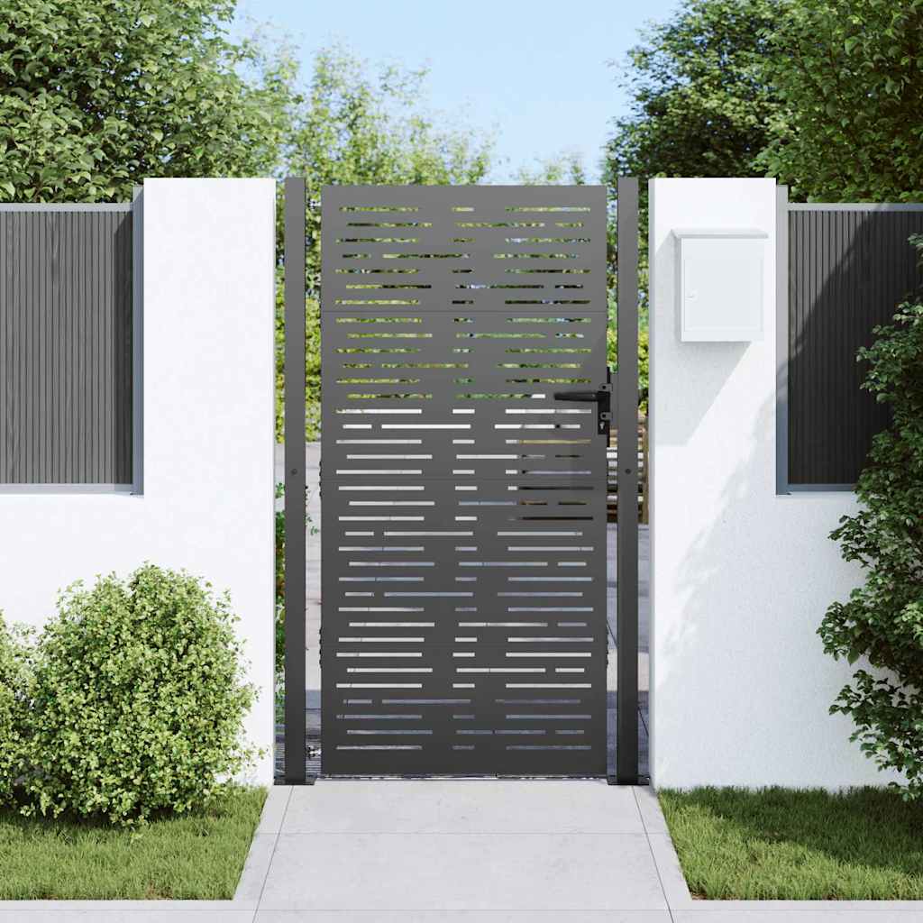 Vidaxl tuinpoort met slot zwart 110 x 180 cm gepoedercoat staal