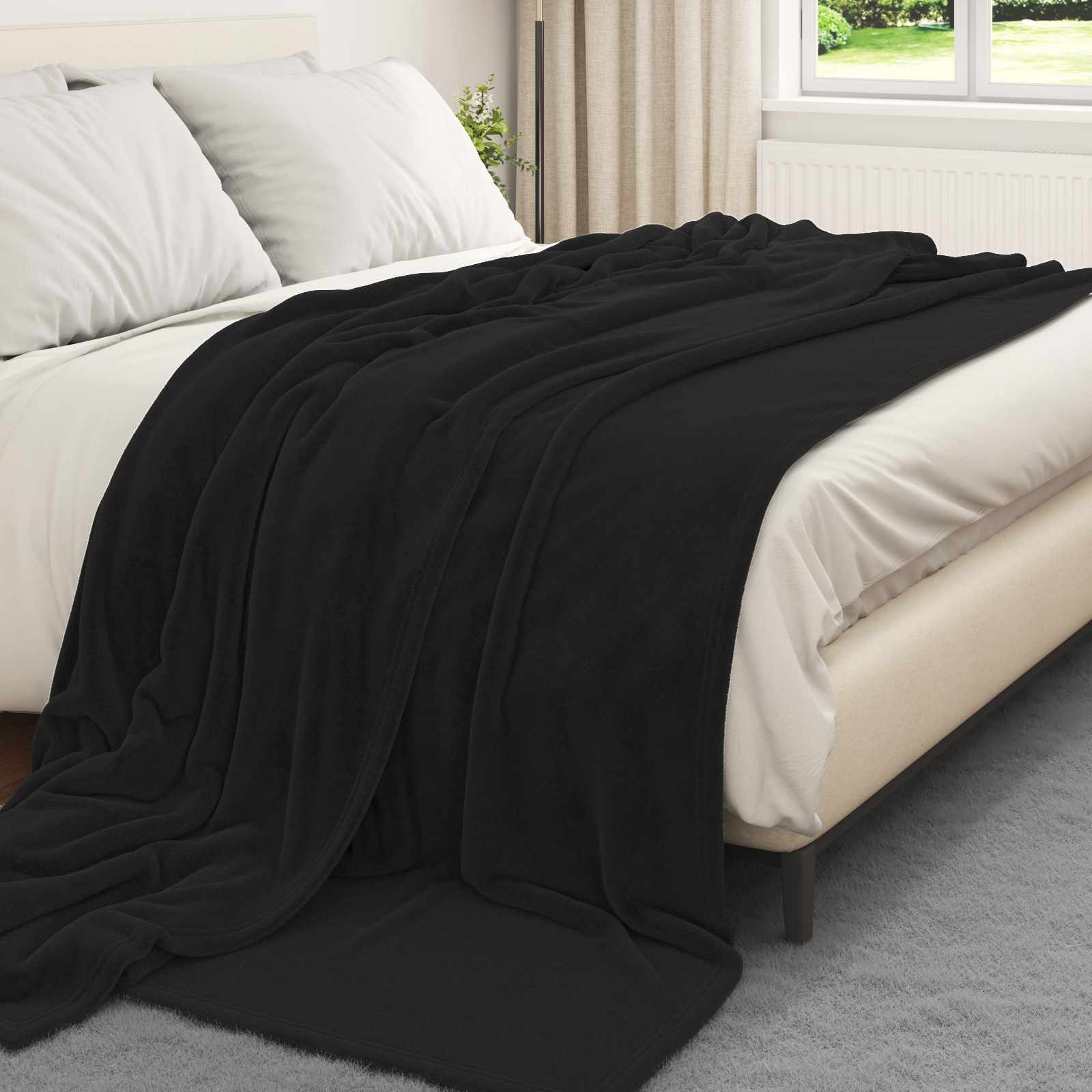 Vidaxl gooi deken zwart 240 x 270 cm fleece