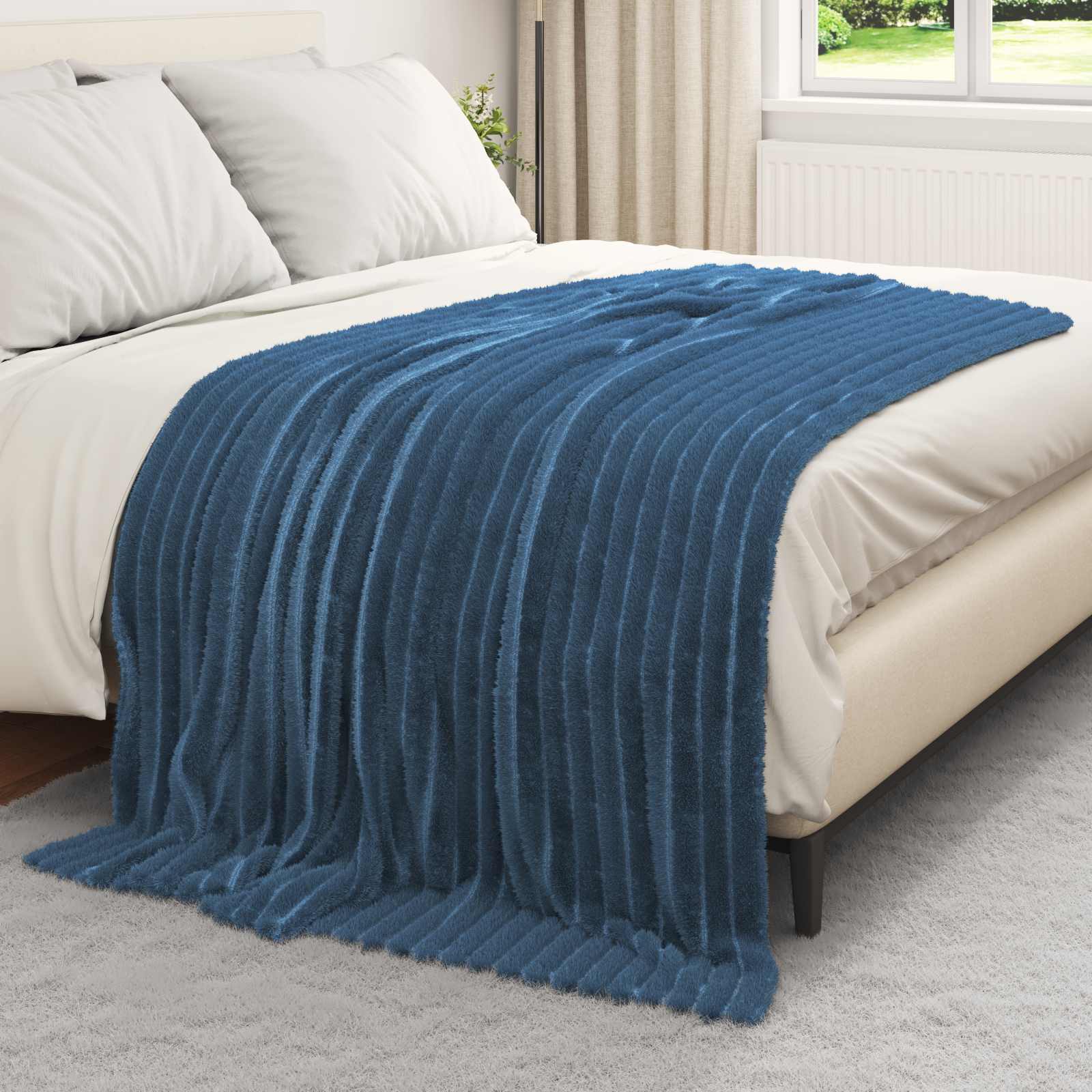 Vidaxl gooi deken marineblauw 200 x 150 cm fleece