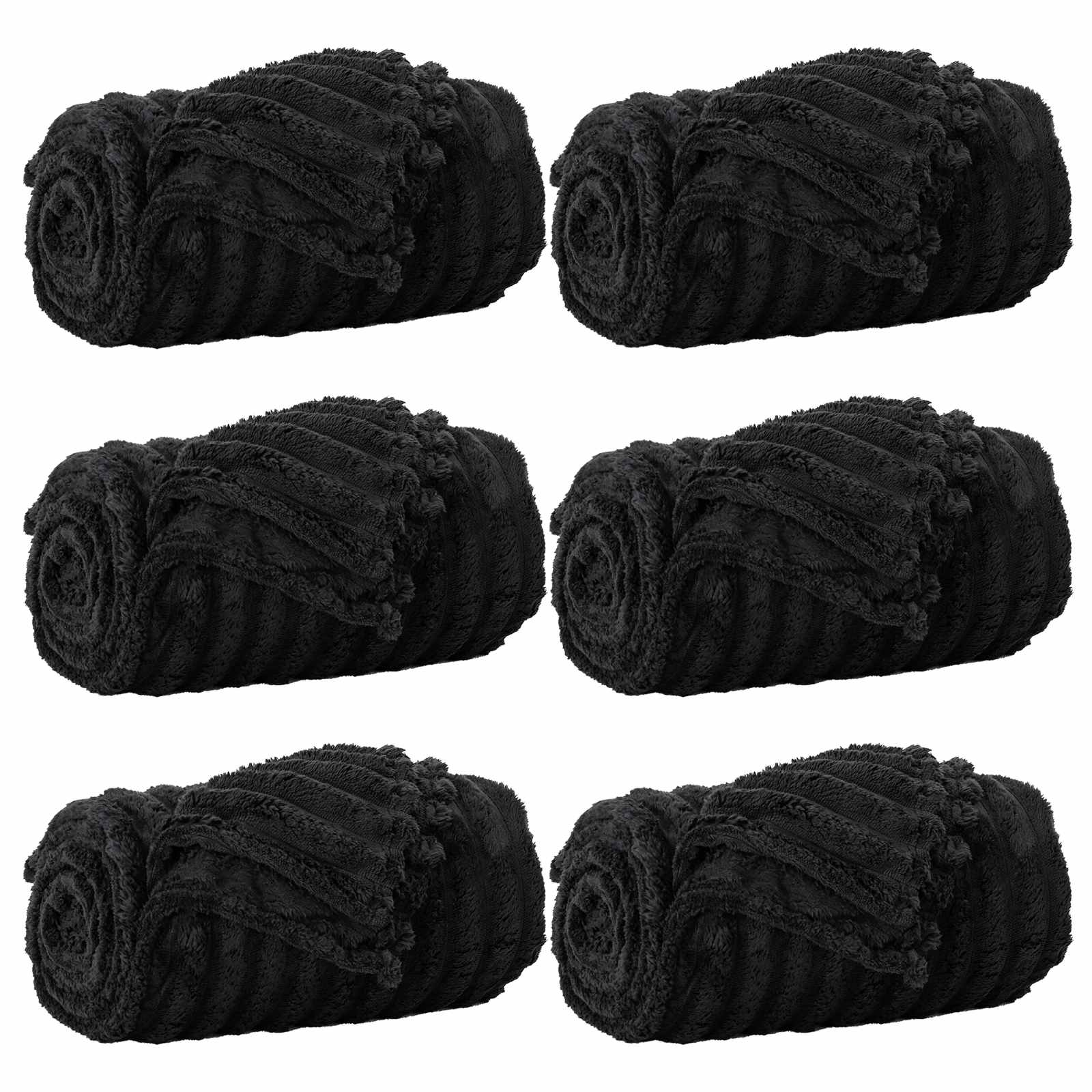 Vidaxl kleden 6 pcs zwart 200 x 150 cm fleece