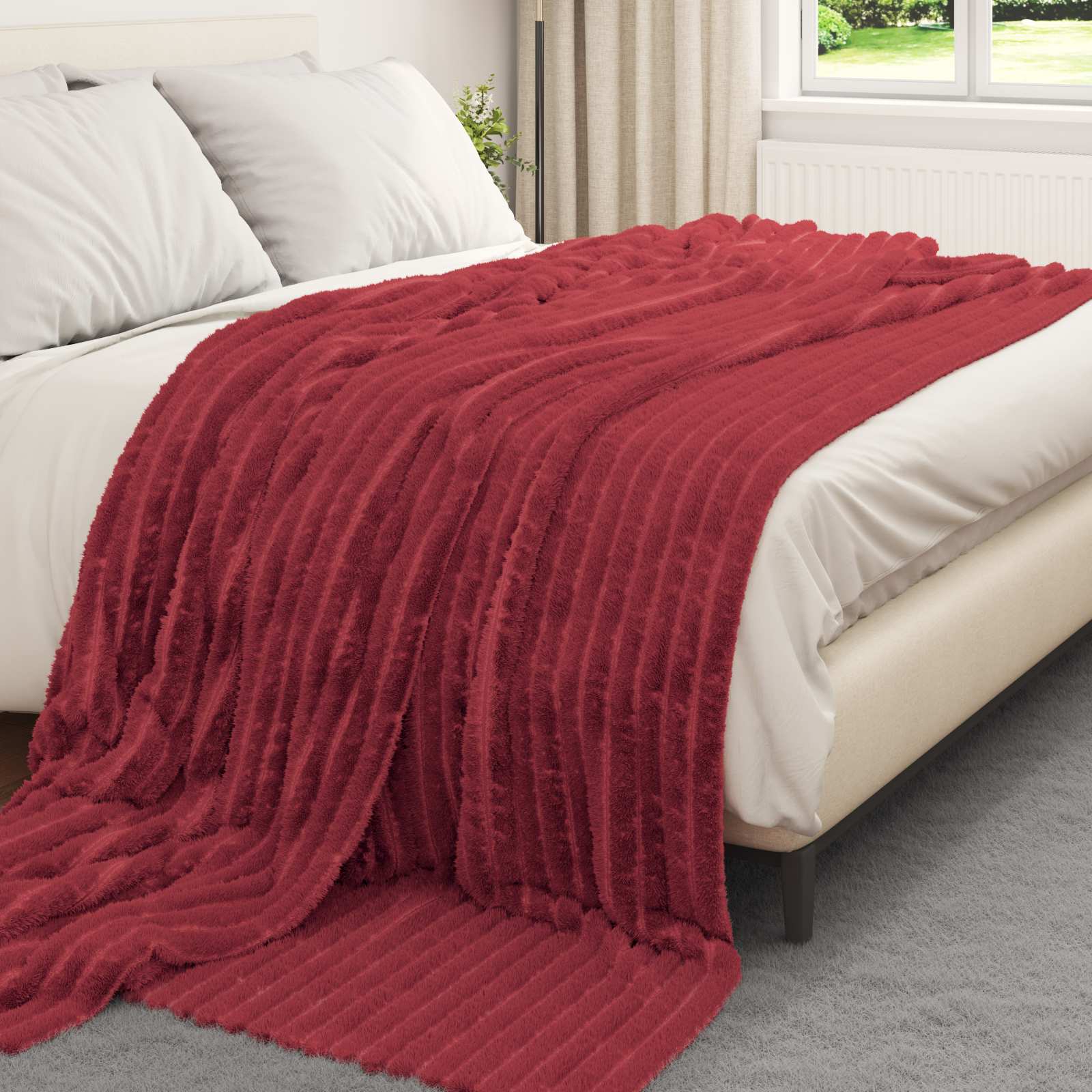 Vidaxl kleden 6 pcs bordeaux rood 240 x 220 cm fleece