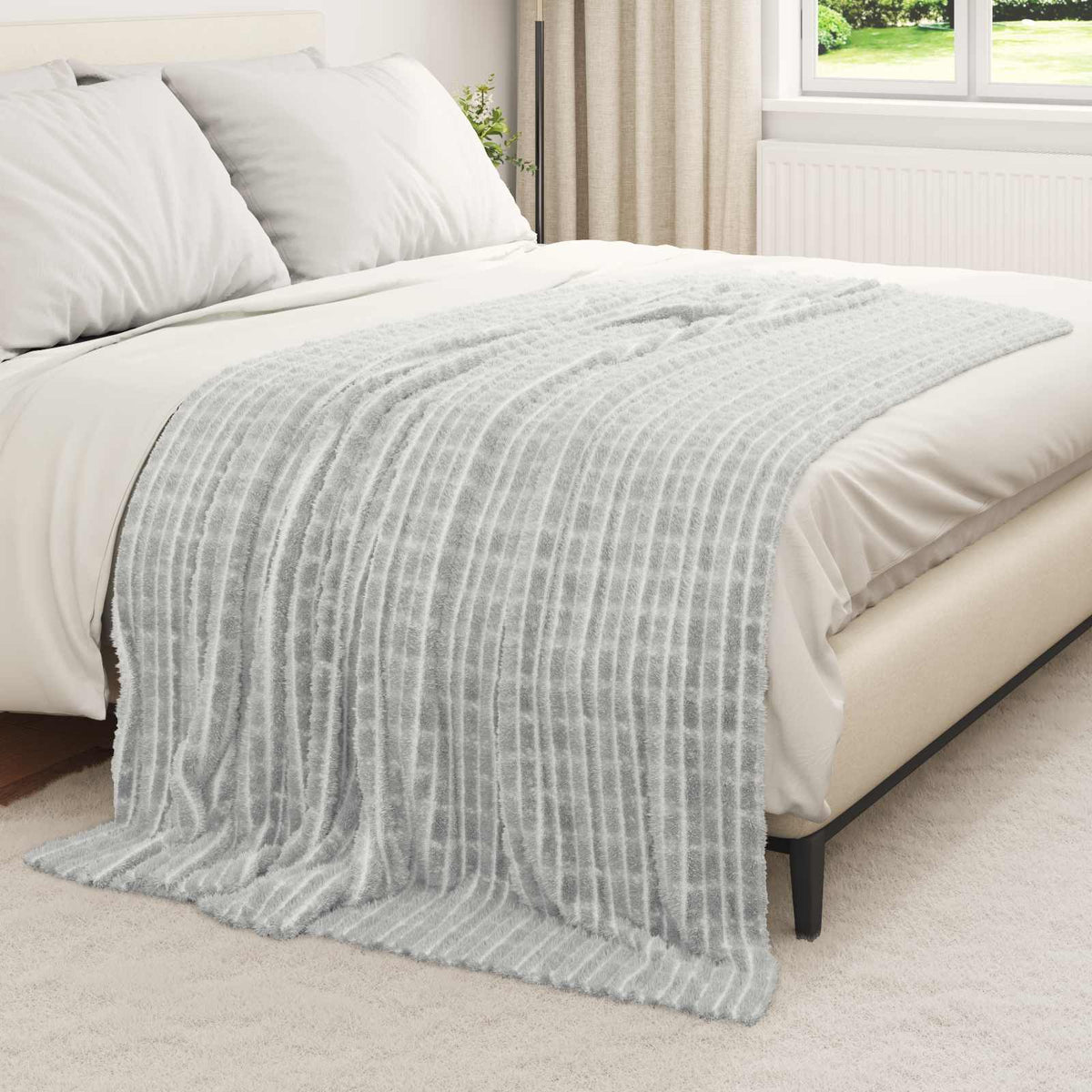 Vidaxl gooi deken grijs 200 x 150 cm 0.75 kg fleece