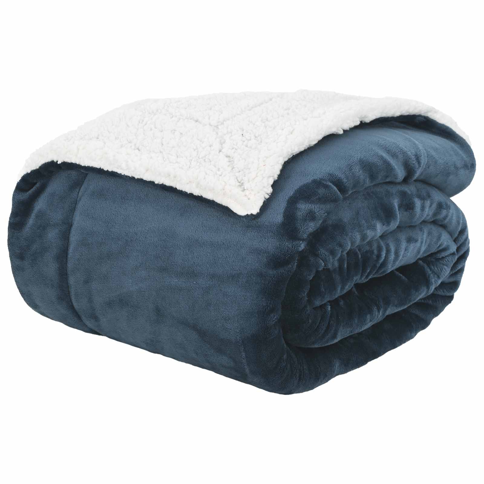 Vidaxl gooi deken marineblauw 220 x 240 cm fleece