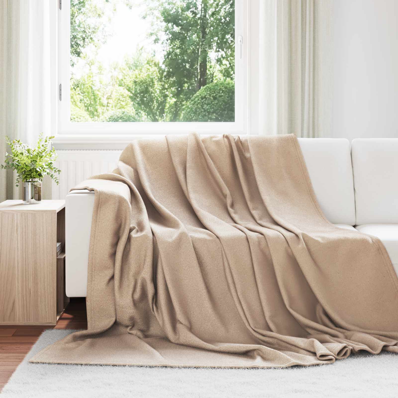 Vidaxl gooi deken kameel 270 x 240 cm fleece