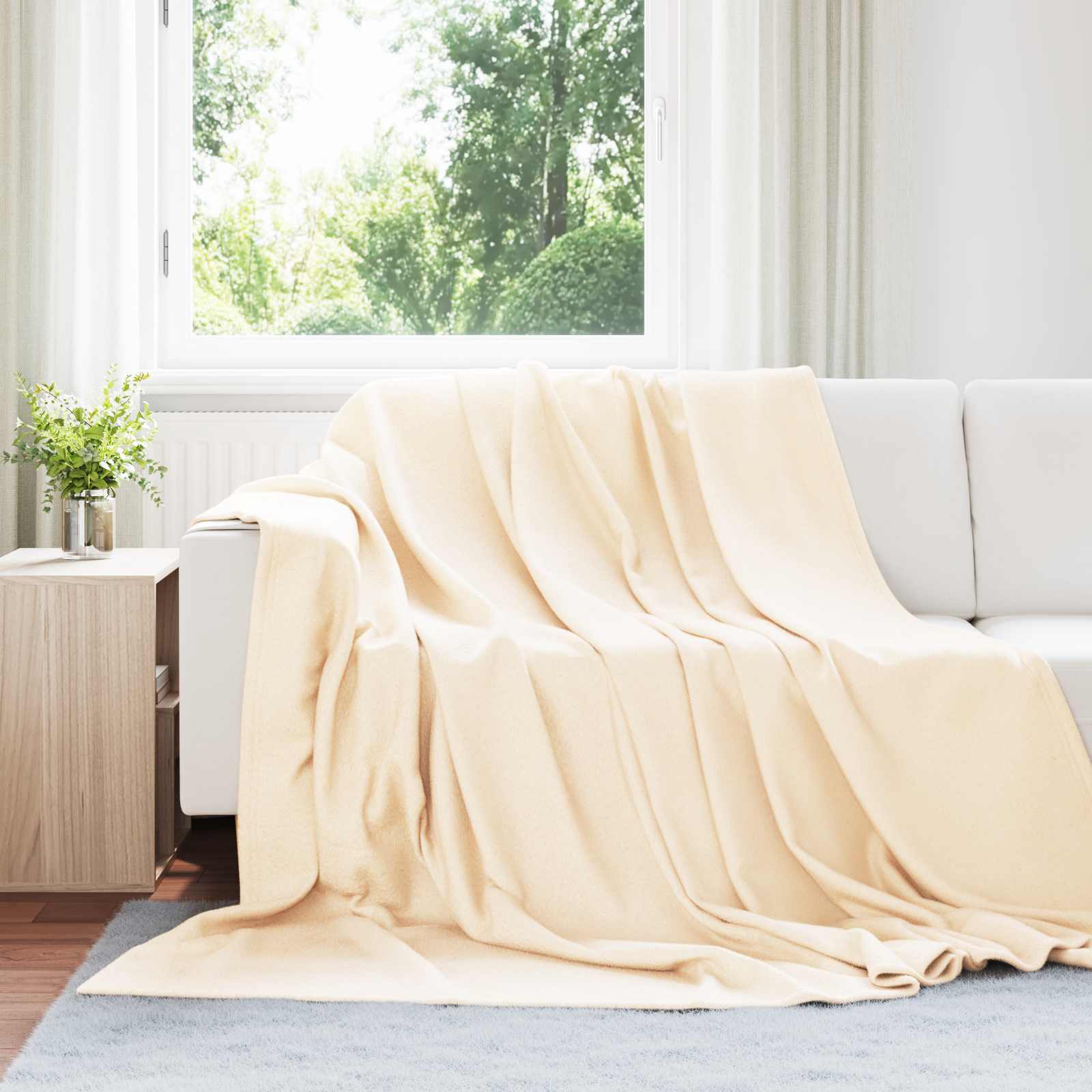 Vidaxl gooi deken crème 240 x 220 cm fleece