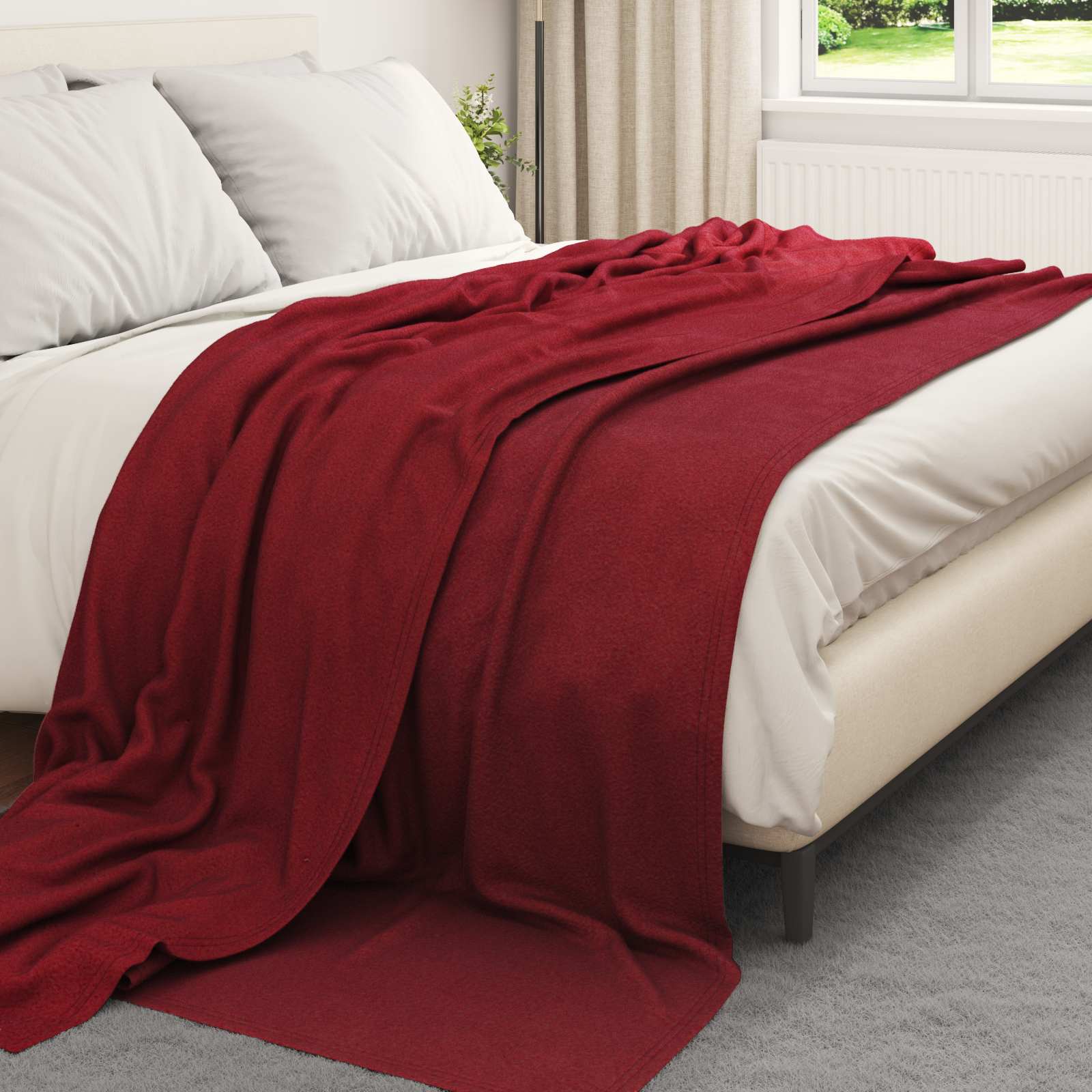 Vidaxl kleden 24 pcs bordeaux rood 240 x 220 cm fleece
