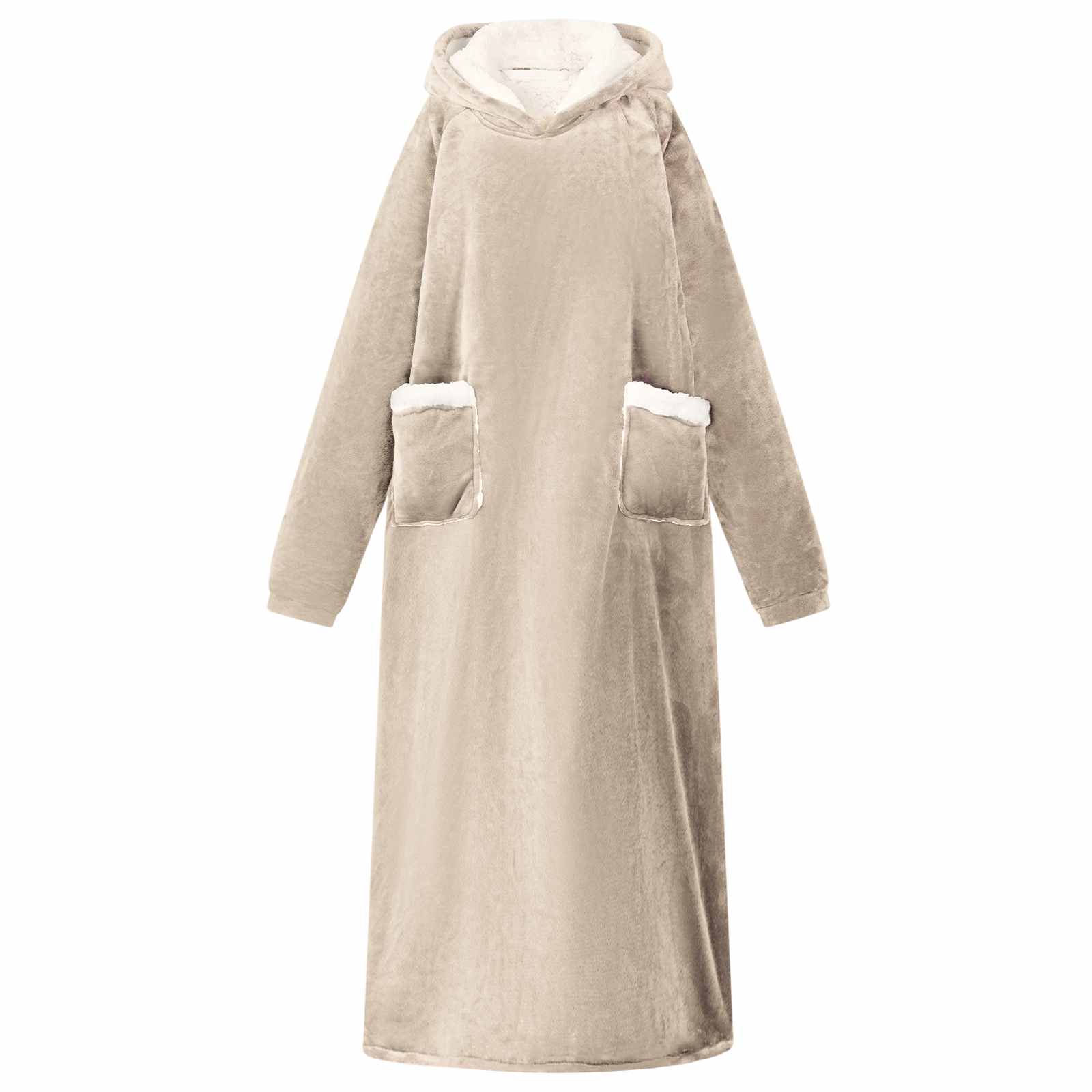 Vidaxl deken hoodie beige l fleece en flanel