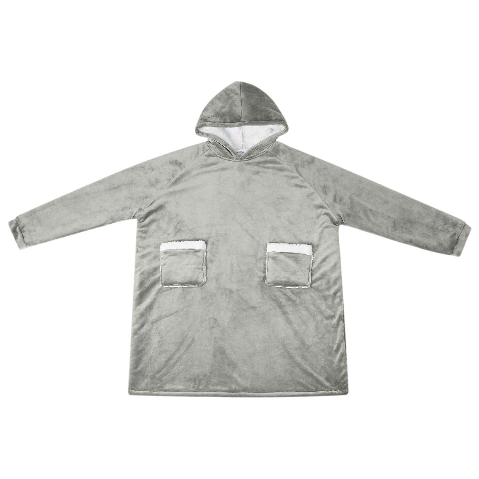 Vidaxl deken hoodie grijs m fleece en flanel