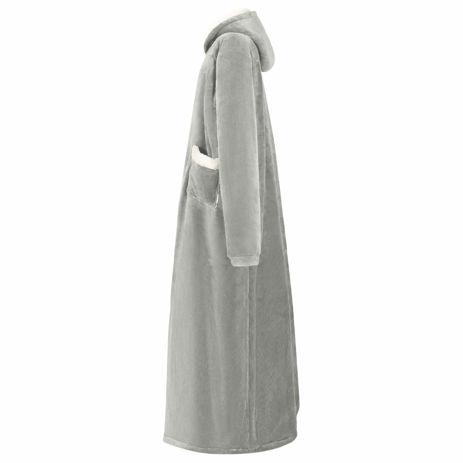 Vidaxl deken hoodie grijs m fleece en flanel