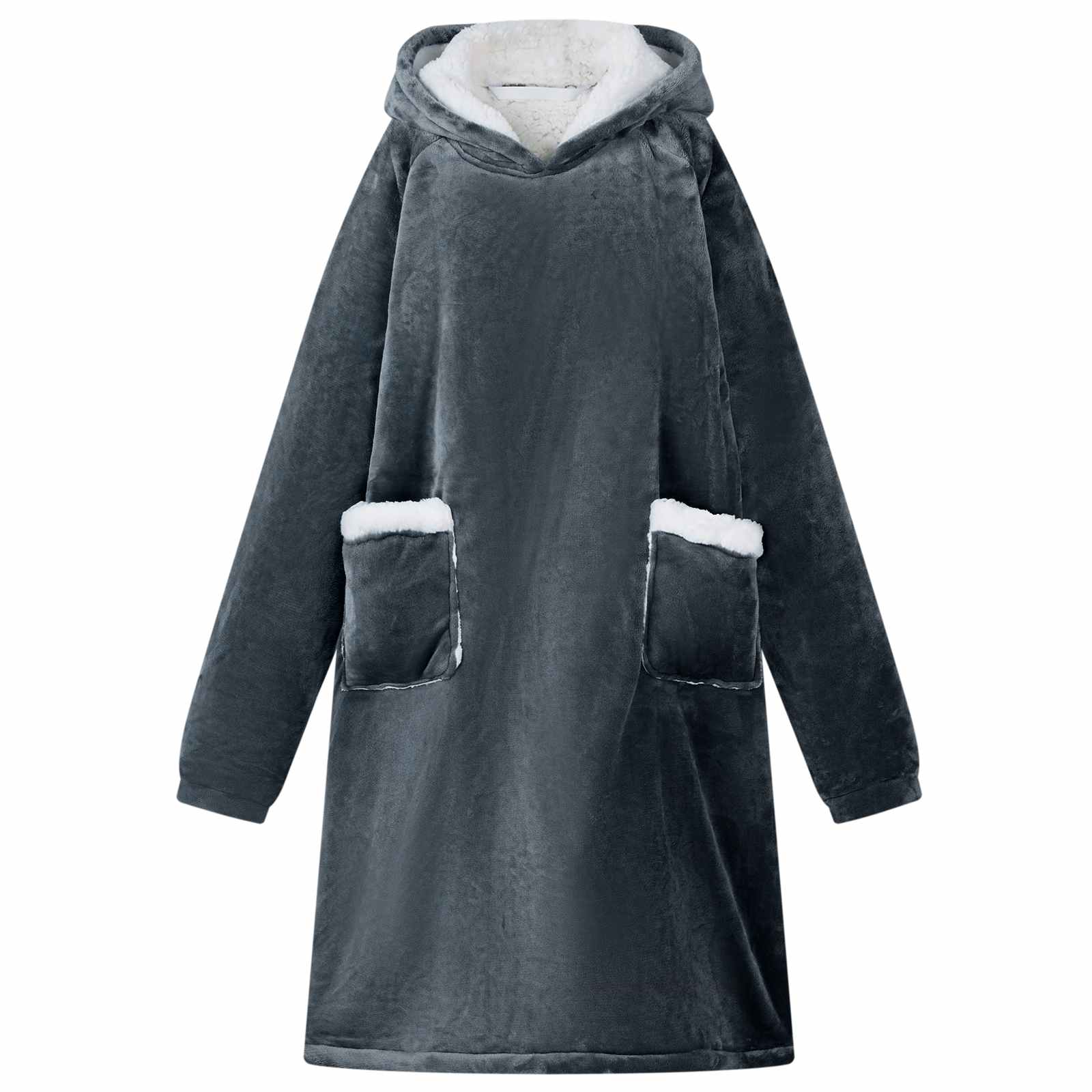 Vidaxl deken hoodie marineblauw m fleece en flanel