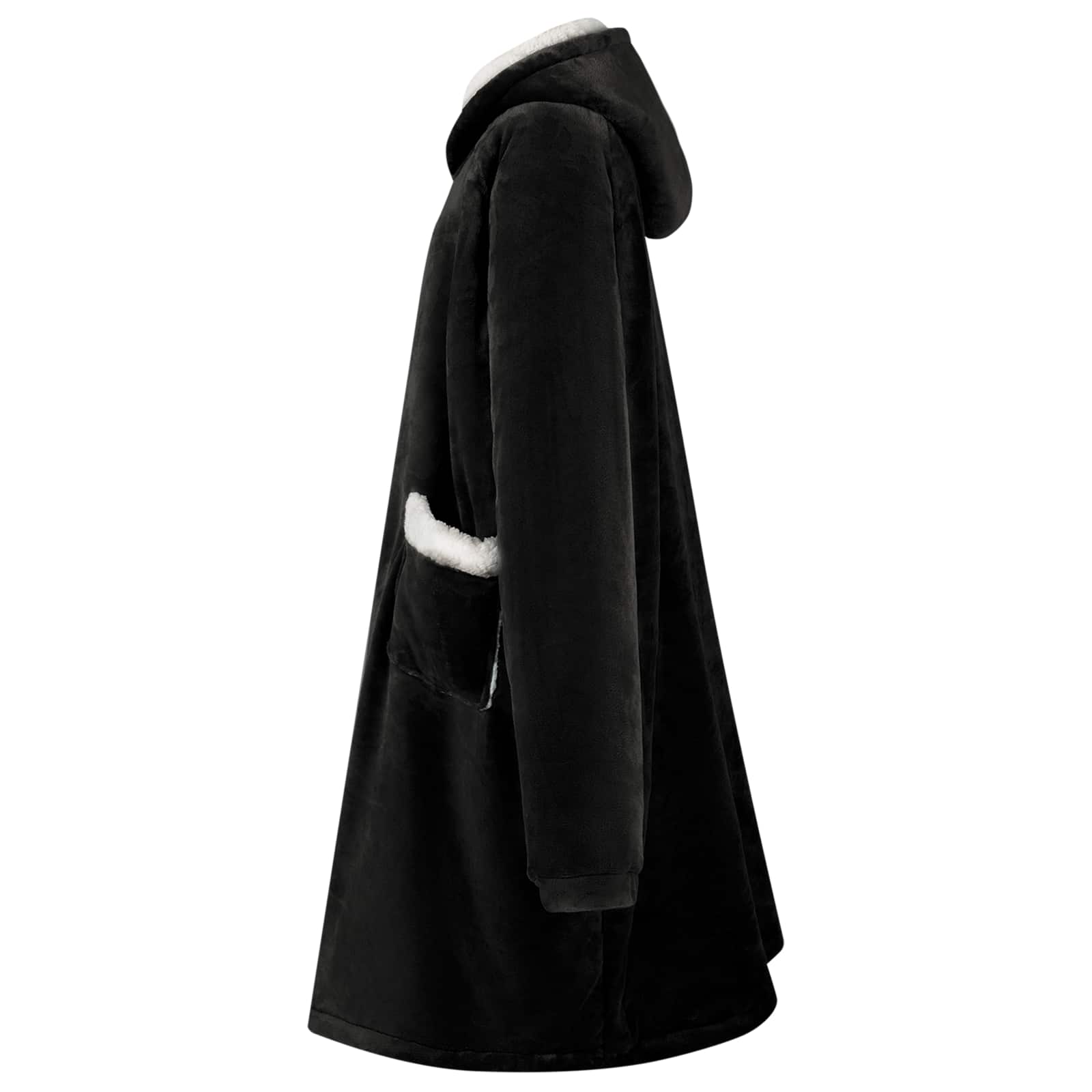 Vidaxl deken hoodie zwart l fleece en flanel