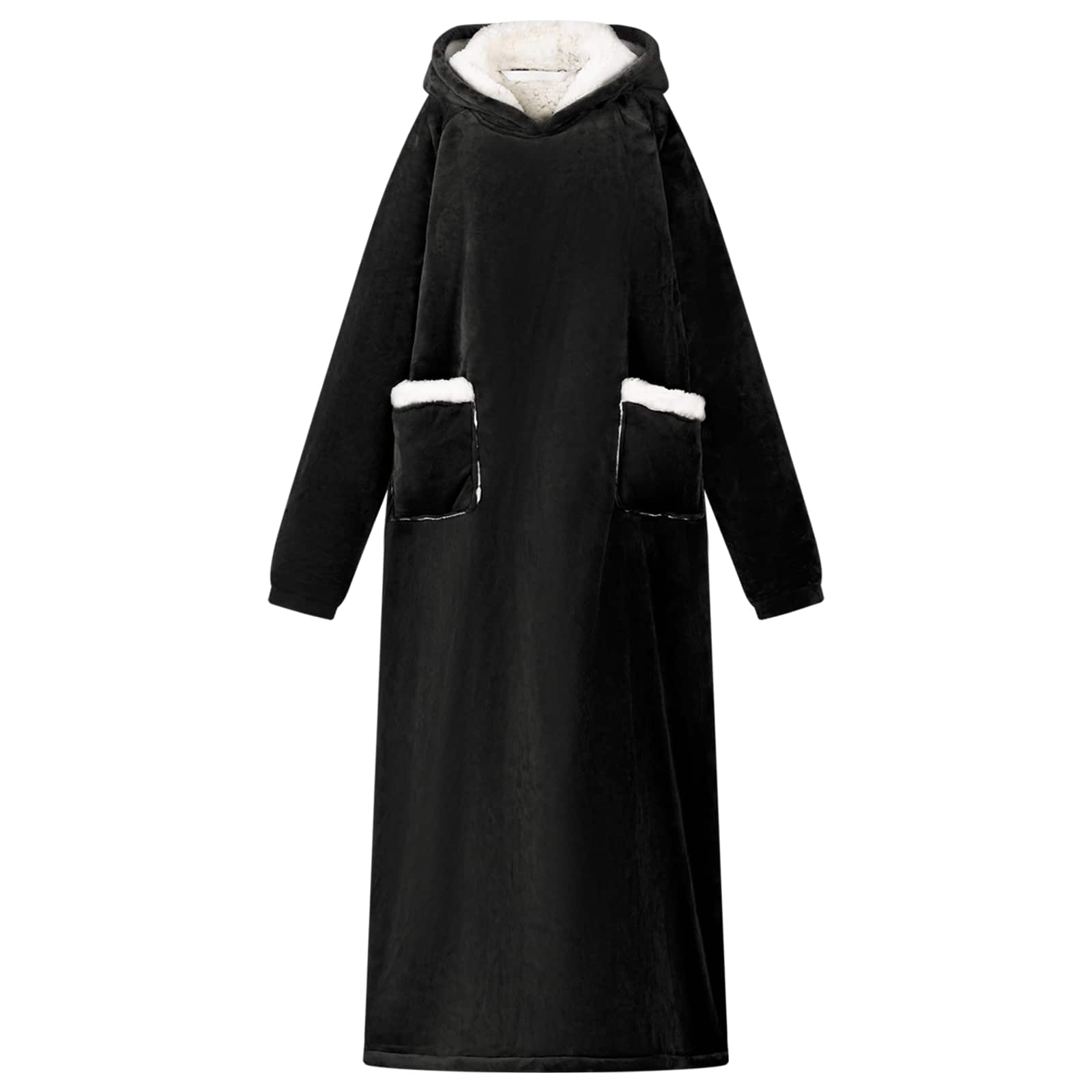 Vidaxl deken hoodie zwart l fleece en flanel