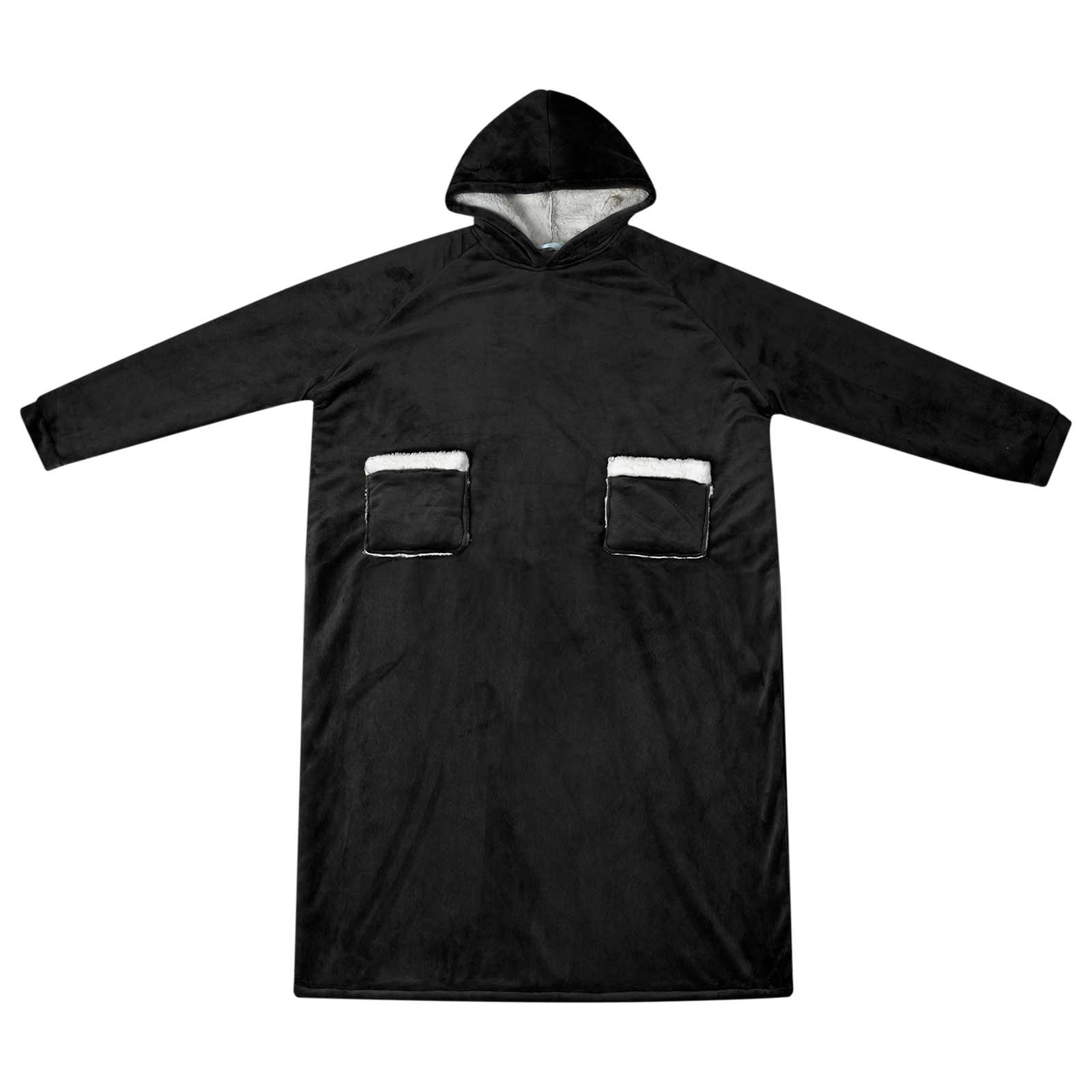 Vidaxl deken hoodie zwart l fleece en flanel