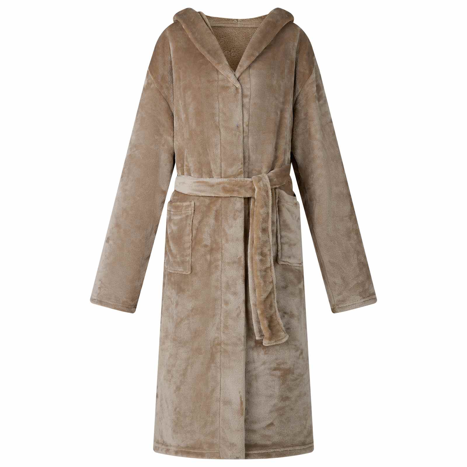 Vidaxl badjas hoodie kameel m flanel