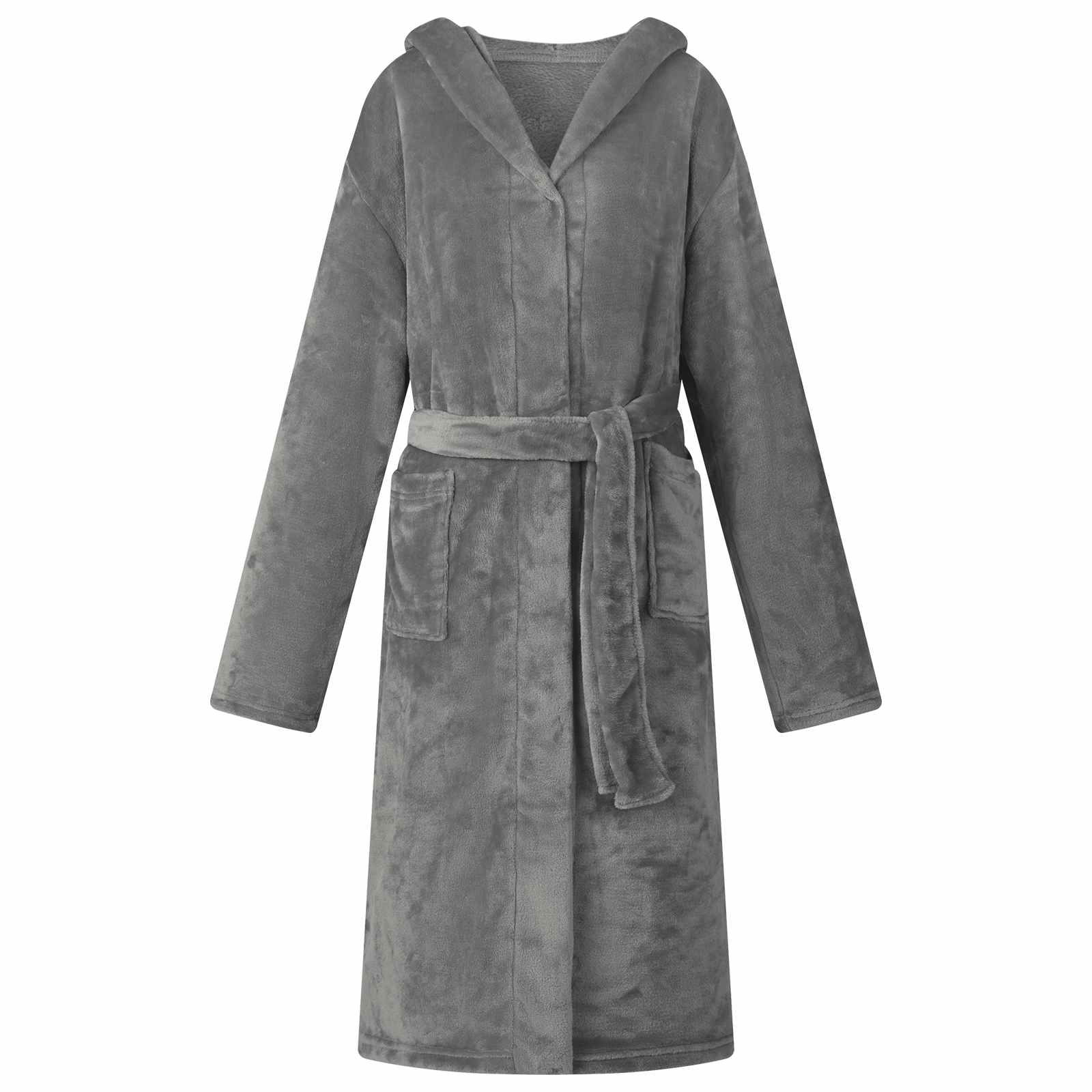 Vidaxl badjas hoodie donkergrijs s flanel