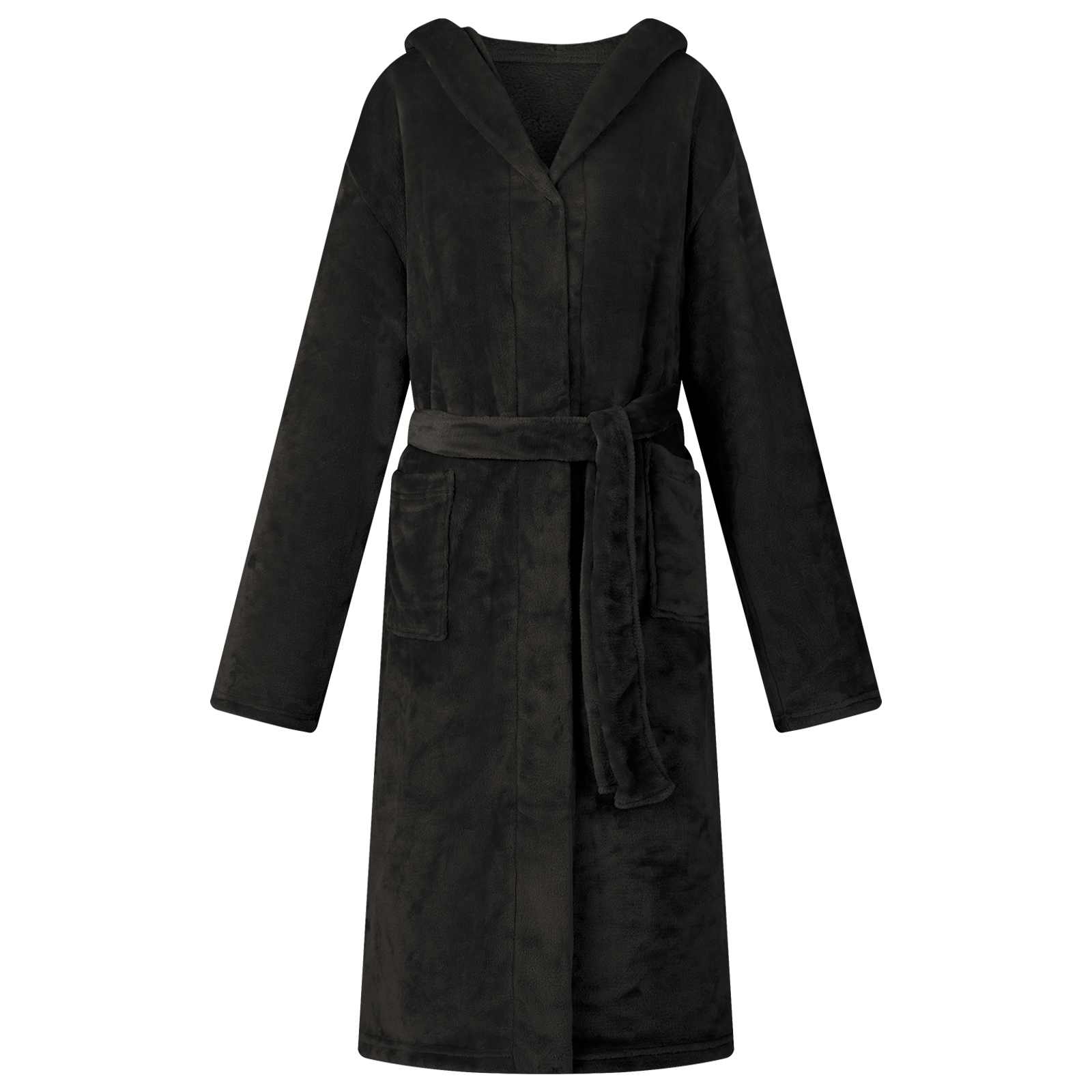 Vidaxl badjas hoodie zwart m flanel
