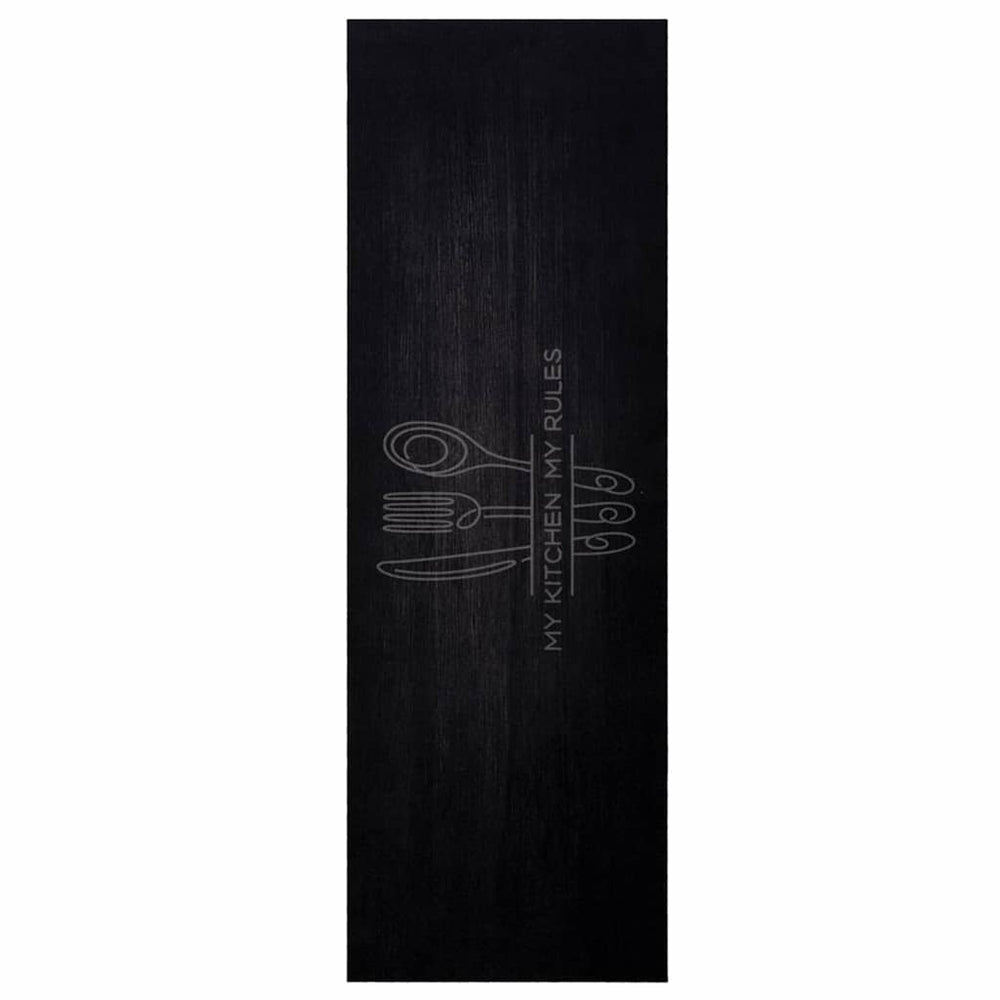 Vidaxl keuken vloerkleed bestek zwart 180 x 60 cm fluweel