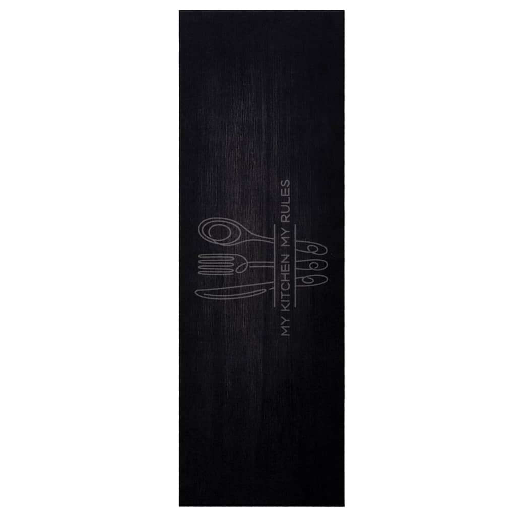 Vidaxl keuken vloerkleed bestek zwart 180 x 60 cm fluweel