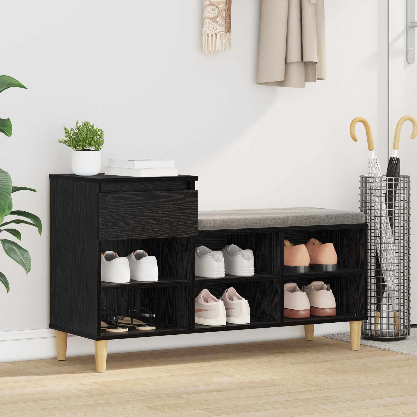 Vidaxl schoenenkast 102 x 36 x 60 cm bewerkt hout zwart eiken