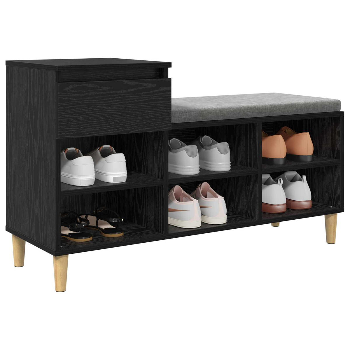 Vidaxl schoenenkast 102 x 36 x 60 cm bewerkt hout zwart eiken