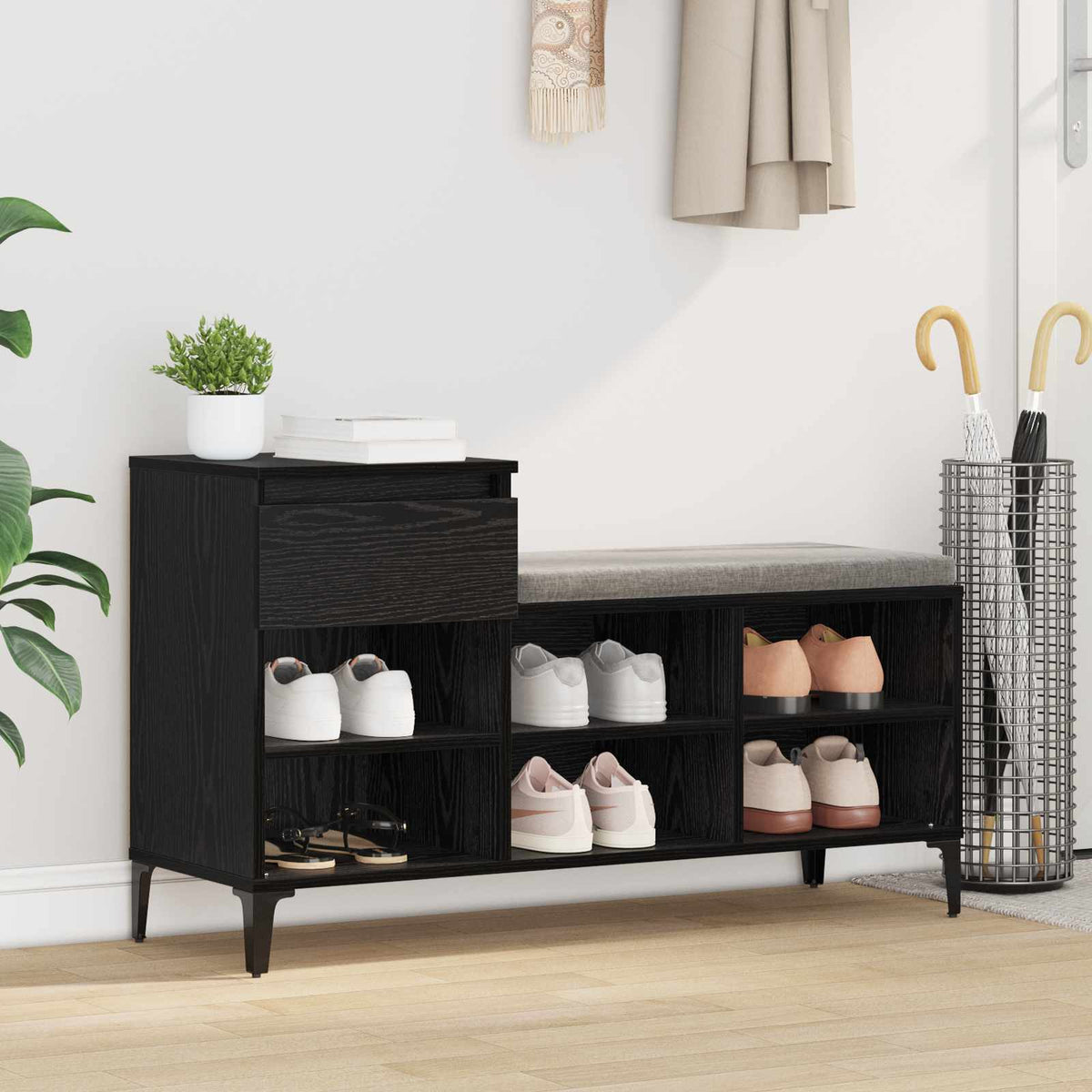 Vidaxl schoenenkast 102 x 36 x 60 cm bewerkt hout zwart eiken